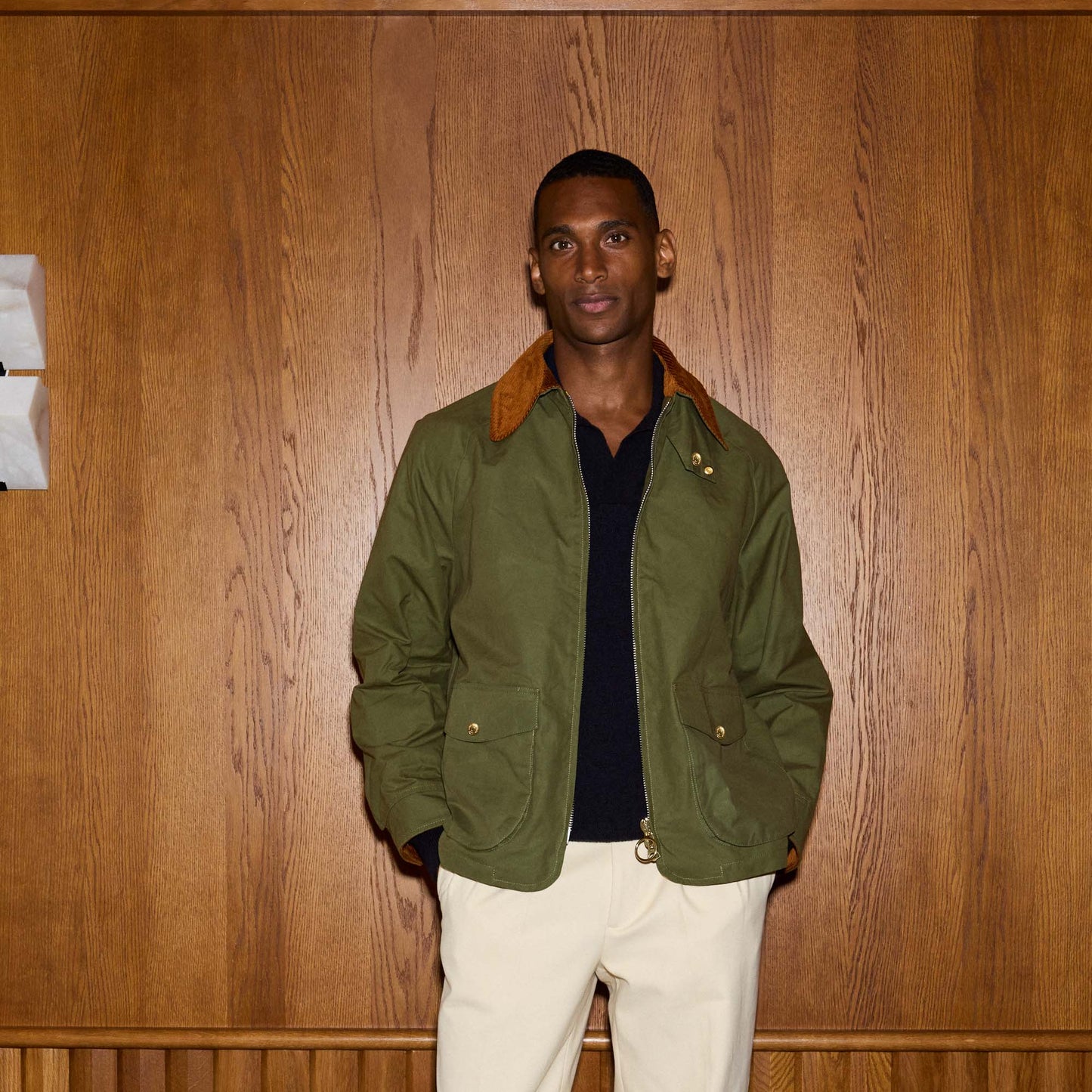 Blouson en coton ciré vert