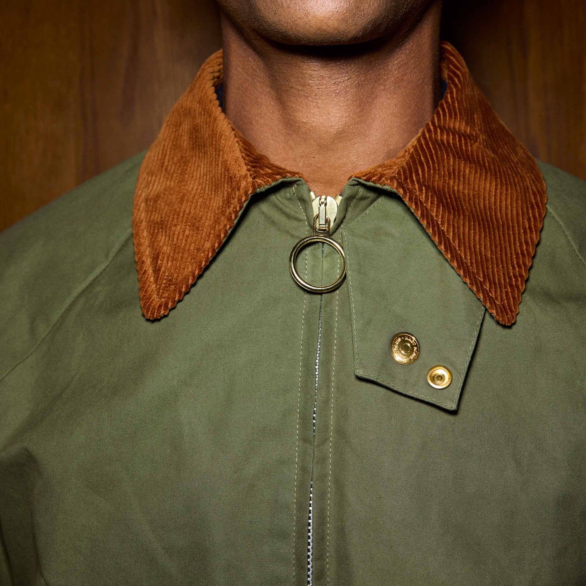 Blouson en coton ciré vert