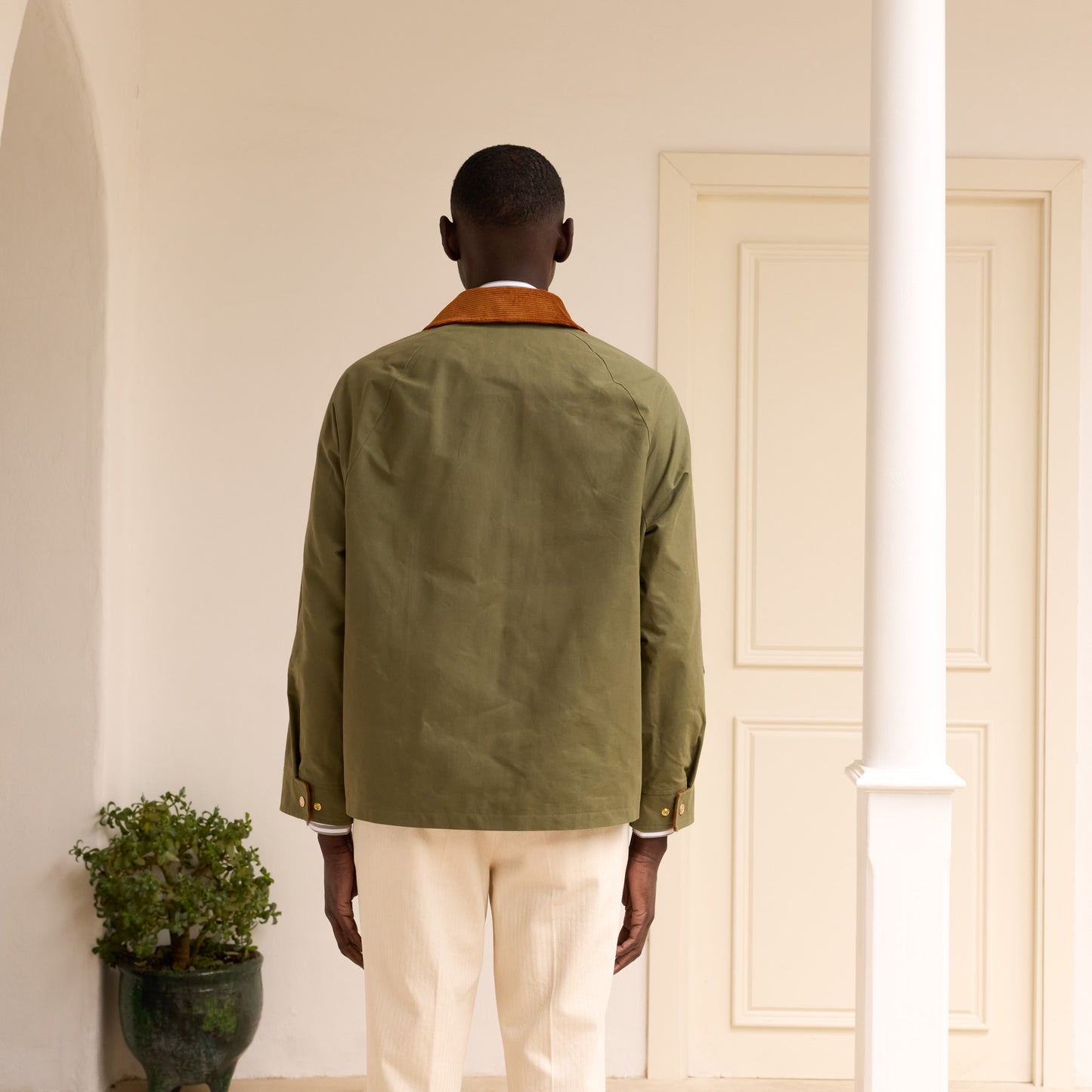 Blouson en coton ciré vert