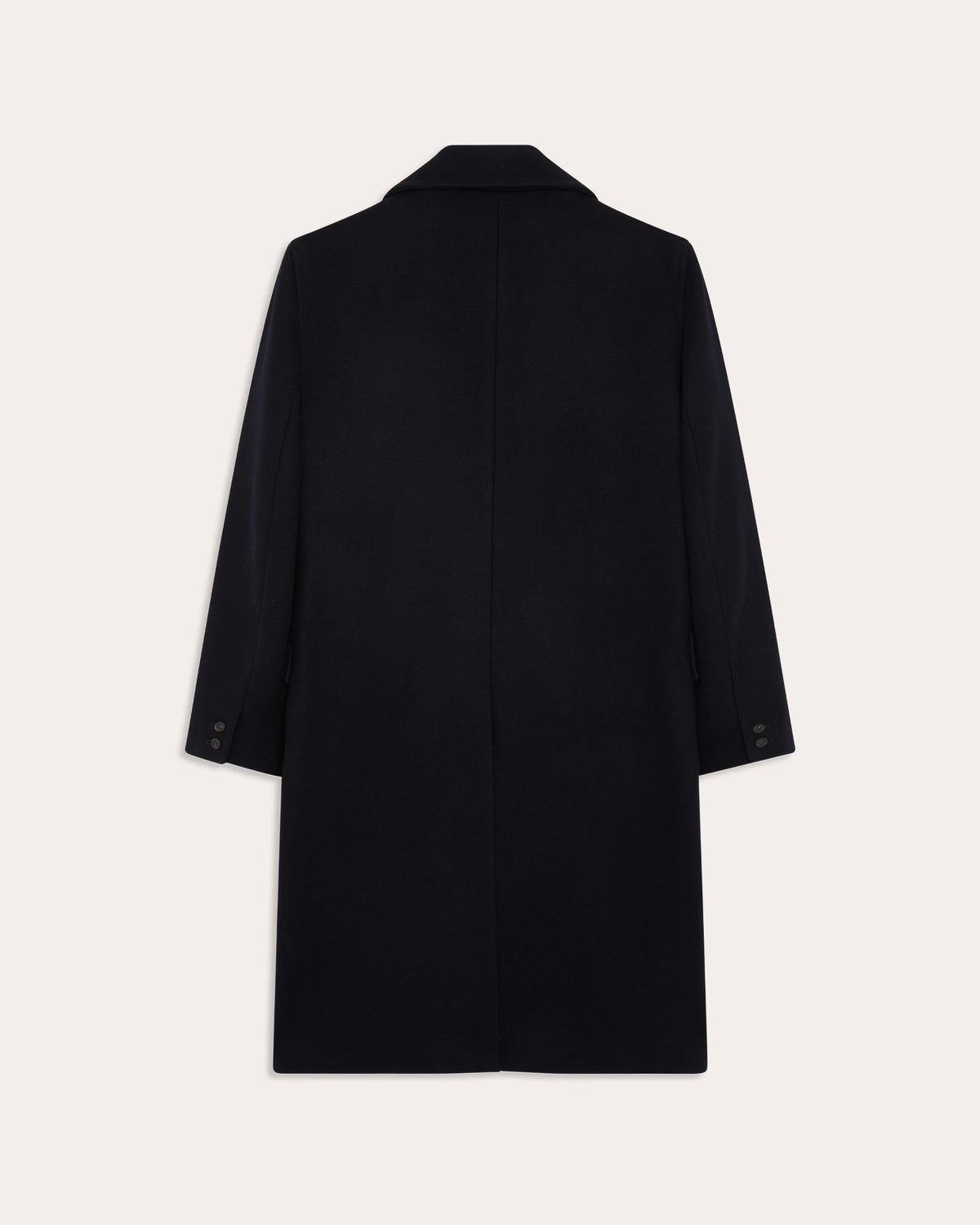 Manteau long croisé en laine marine