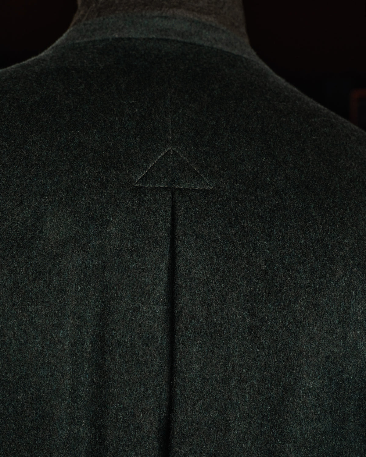 Long belted coat in green Loden wool