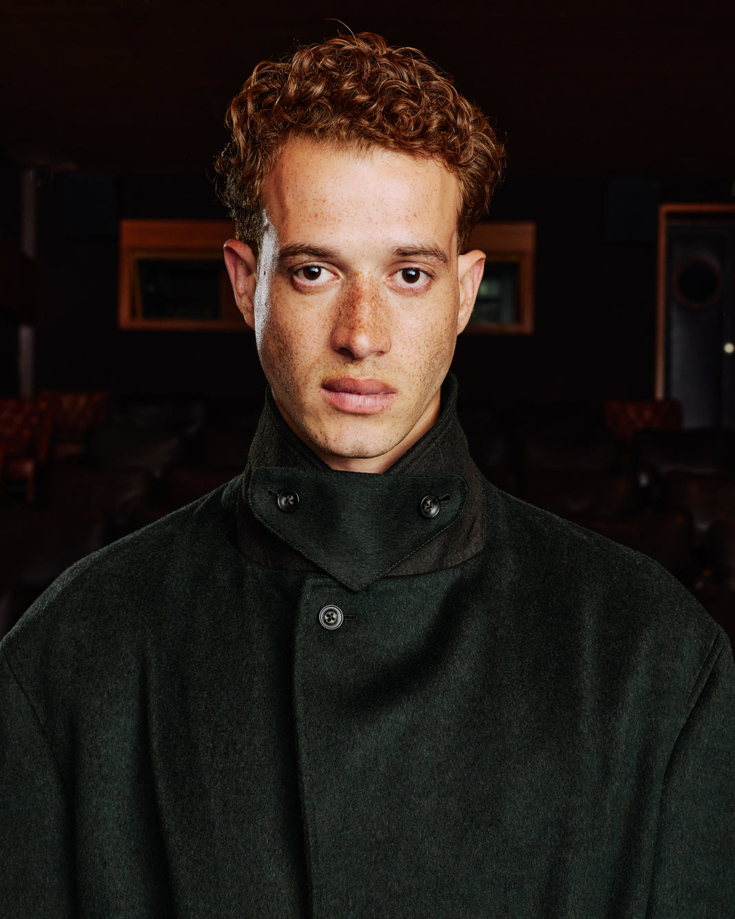 Manteau long ceinturé en laine Loden vert