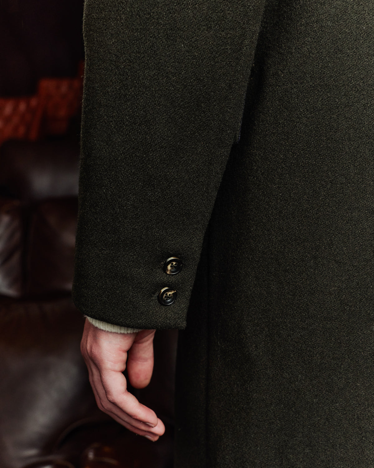 Manteau long croisé en laine vert