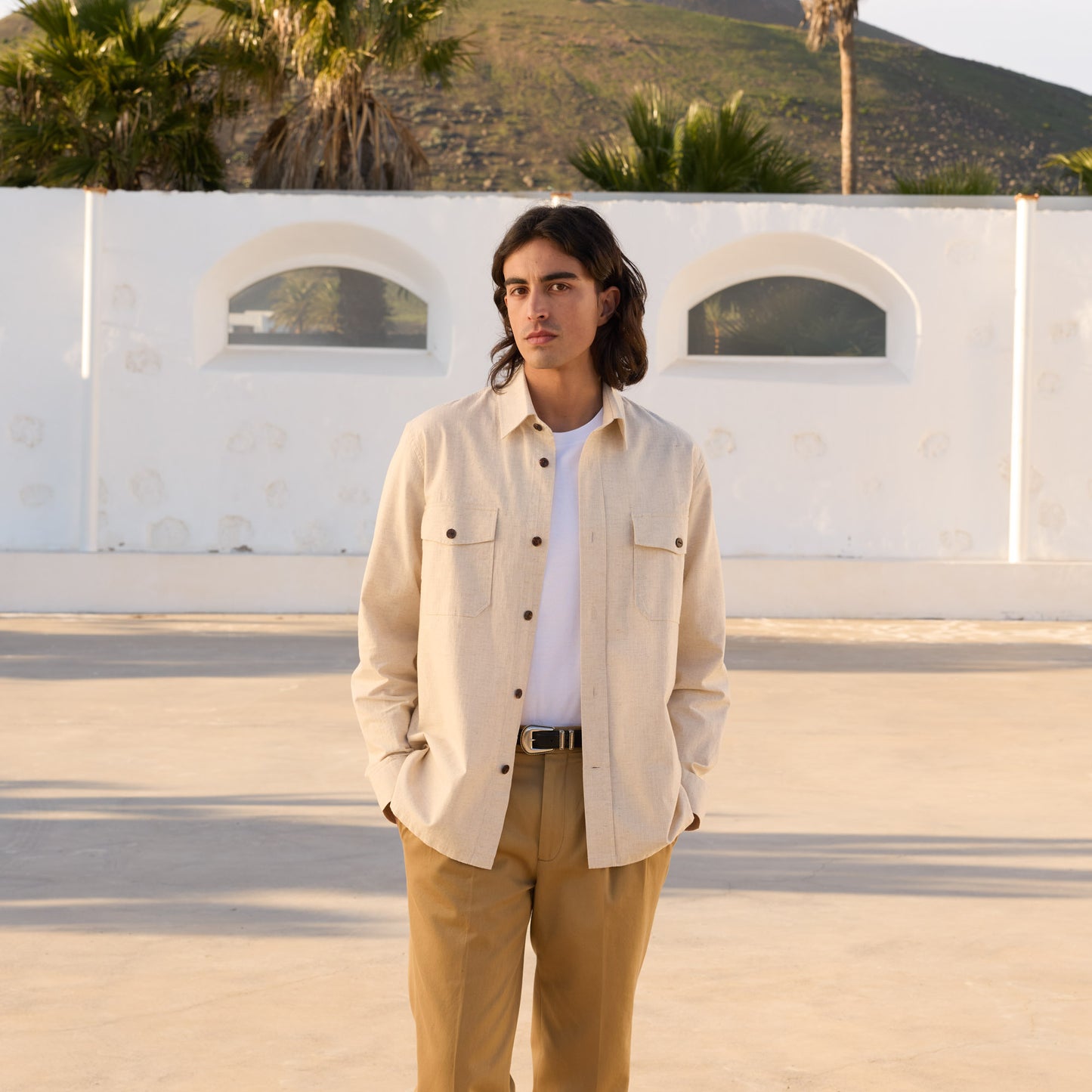 Beige ripstop overshirt