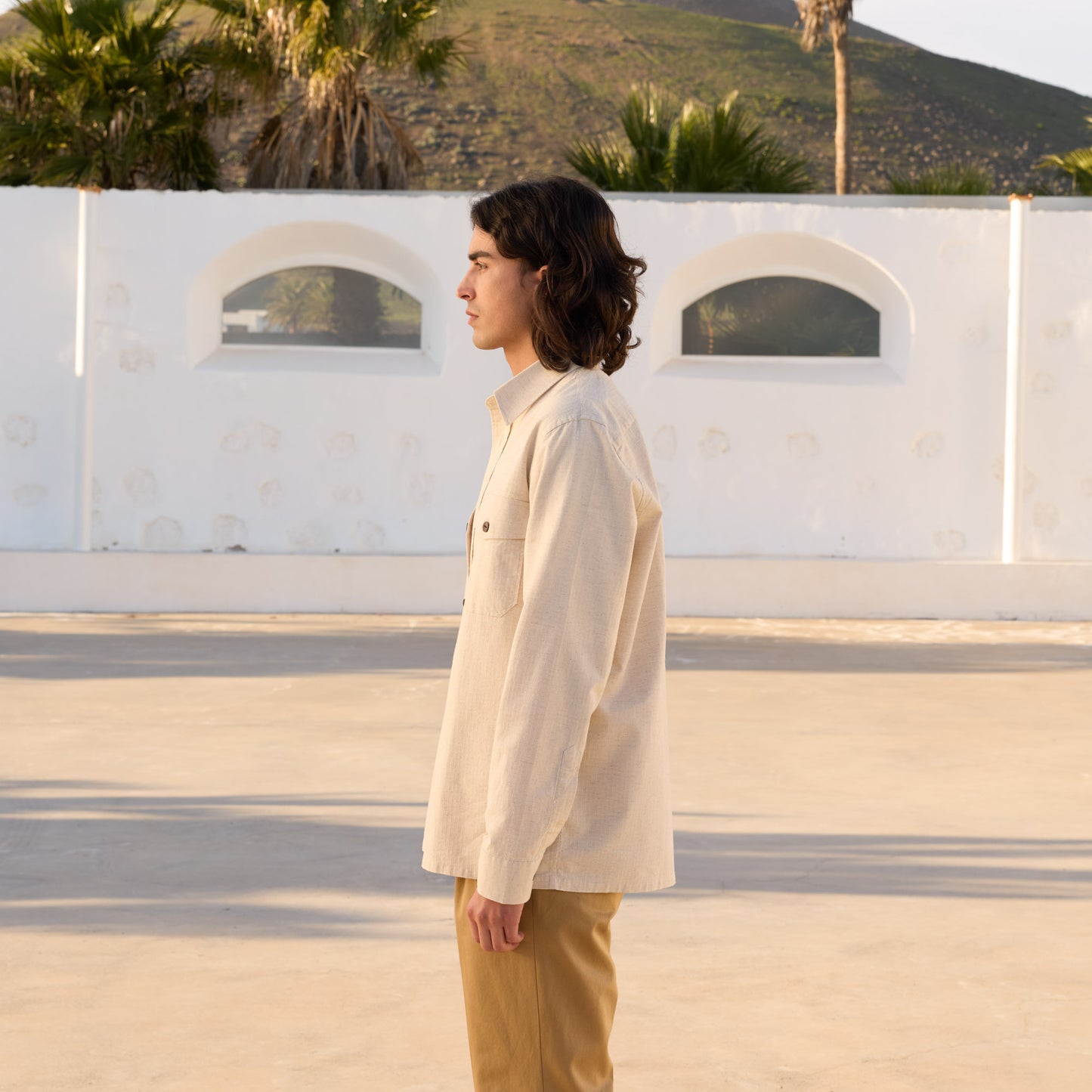 Beige ripstop overshirt