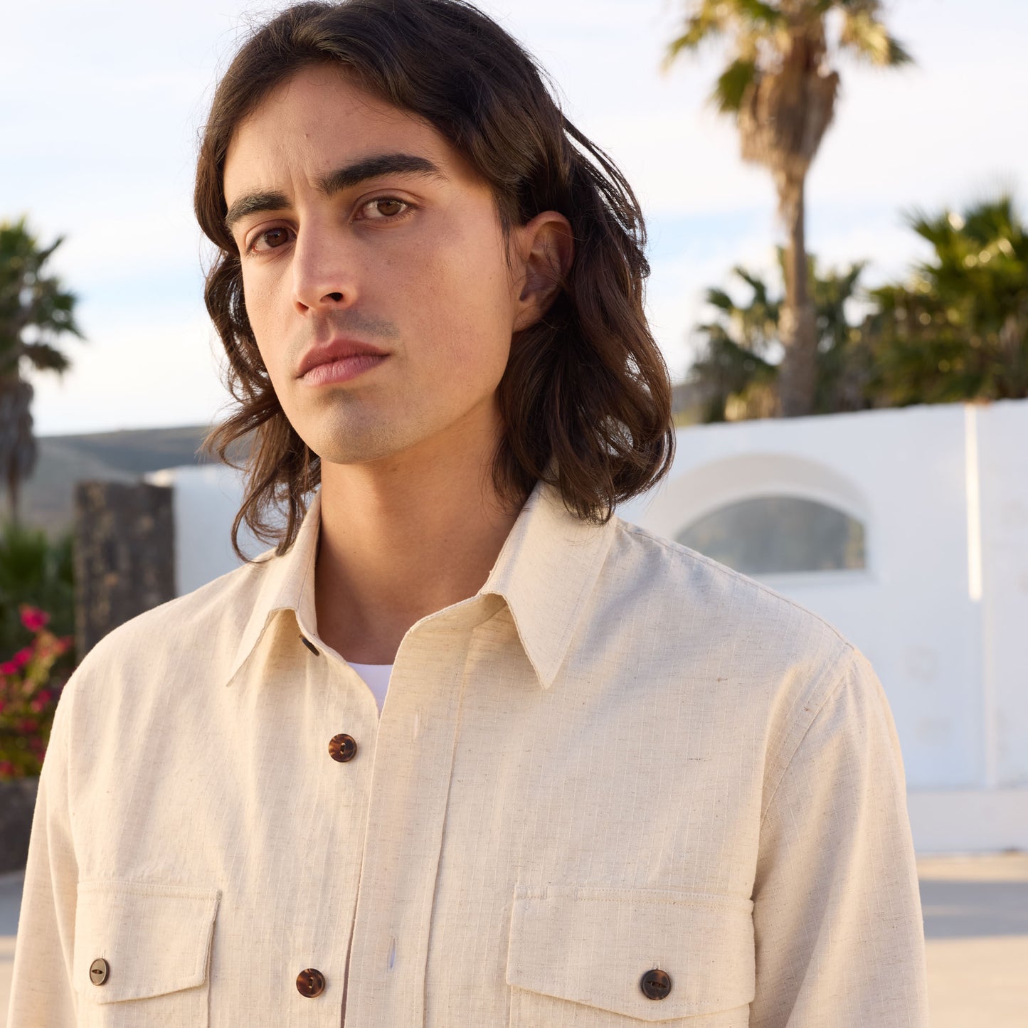 Beige ripstop overshirt