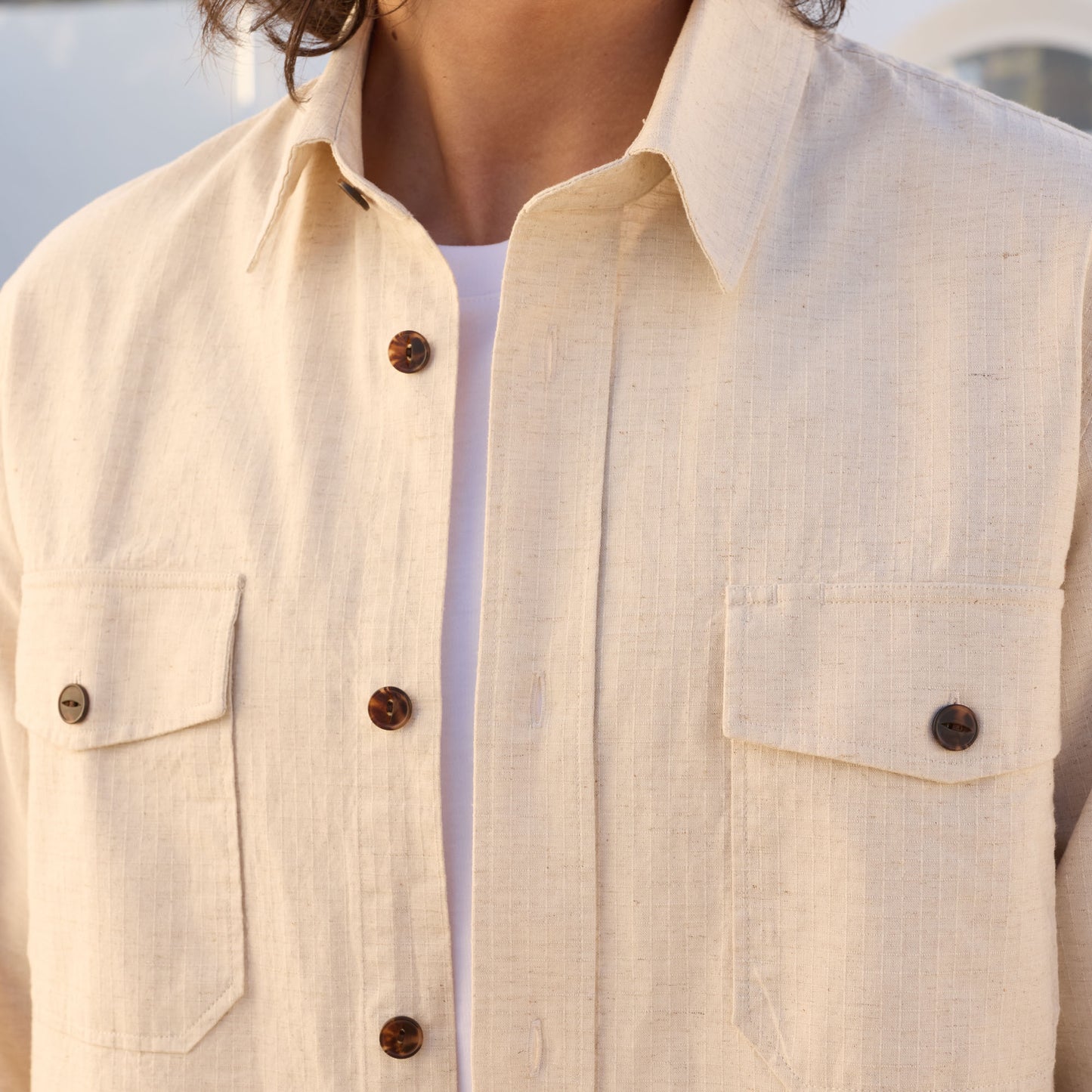 Beige ripstop overshirt