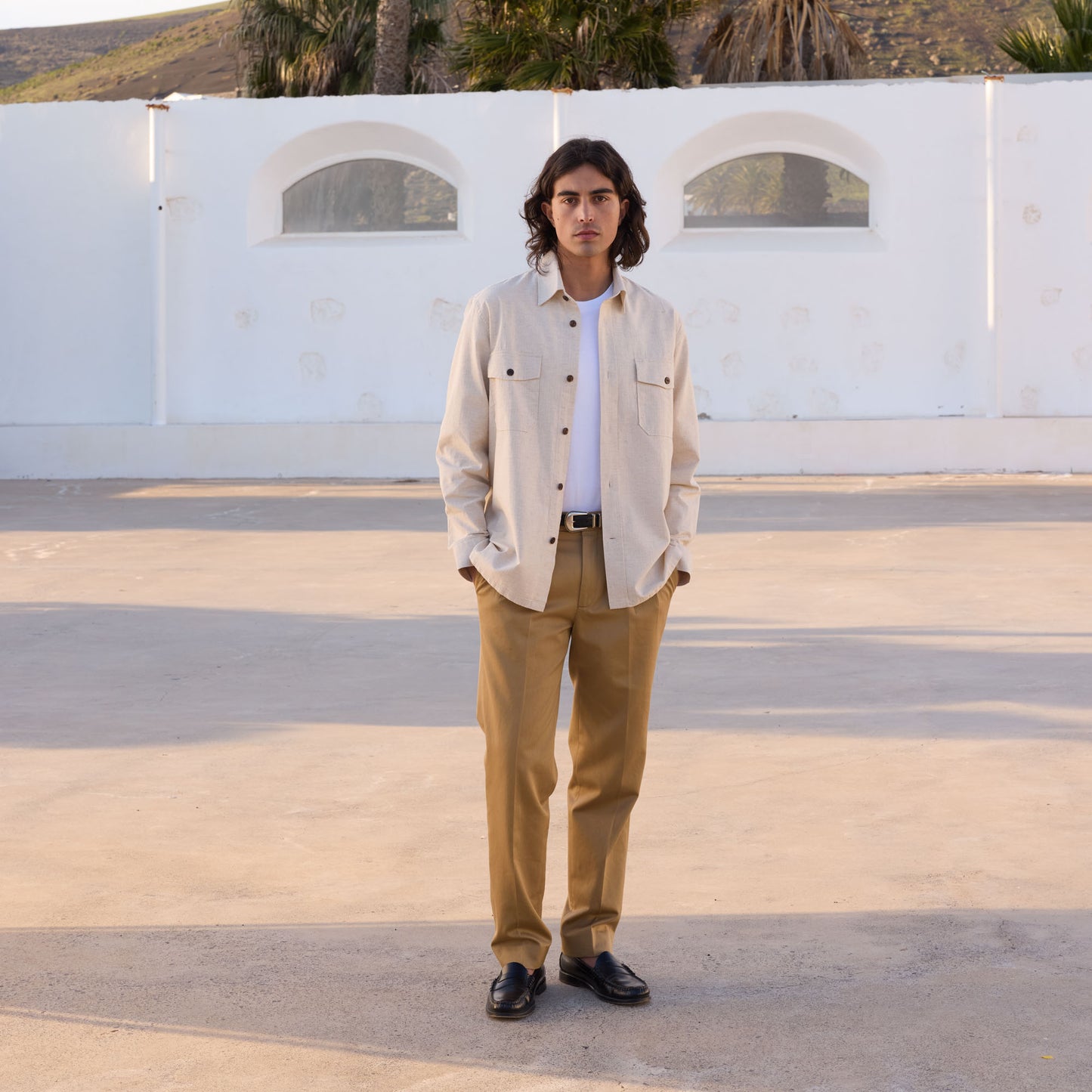 Beige ripstop overshirt