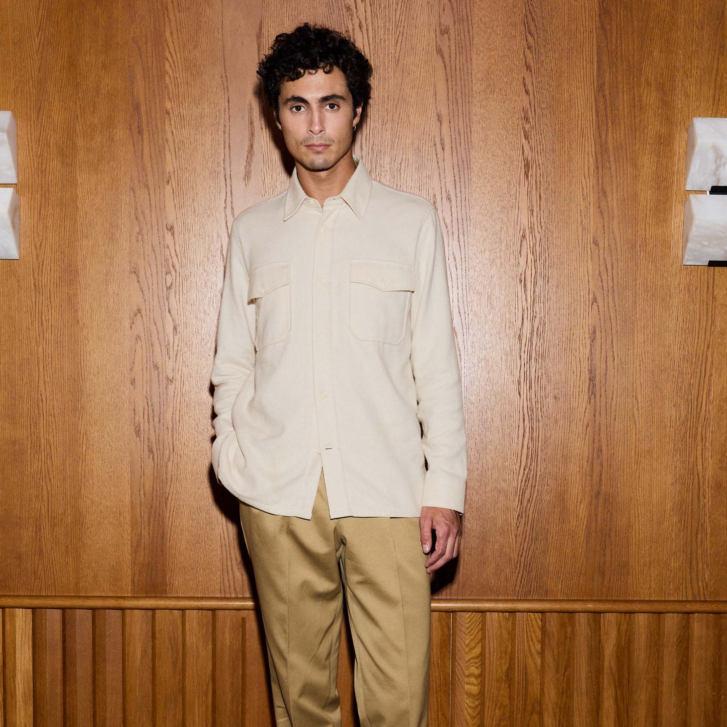 Surchemise en flanelle épaisse de coton écrue