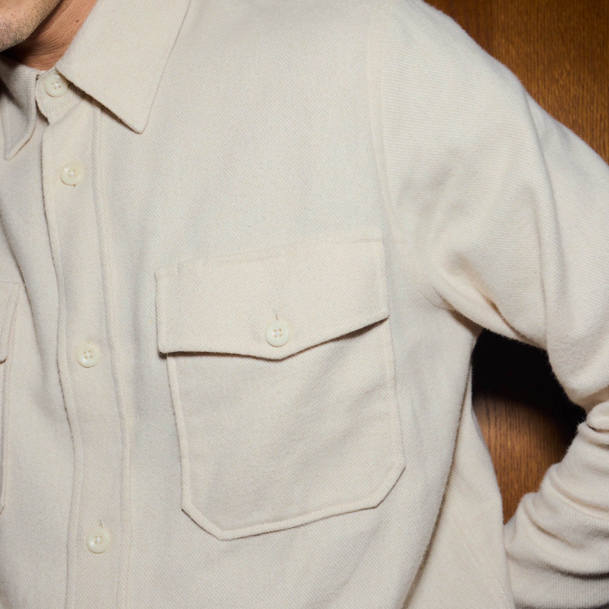 Surchemise en flanelle épaisse de coton écrue