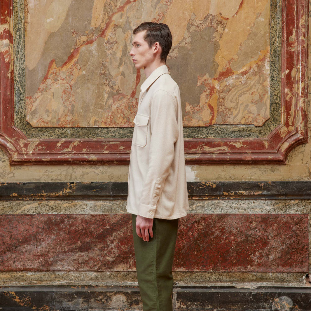 Surchemise en flanelle épaisse de coton écrue