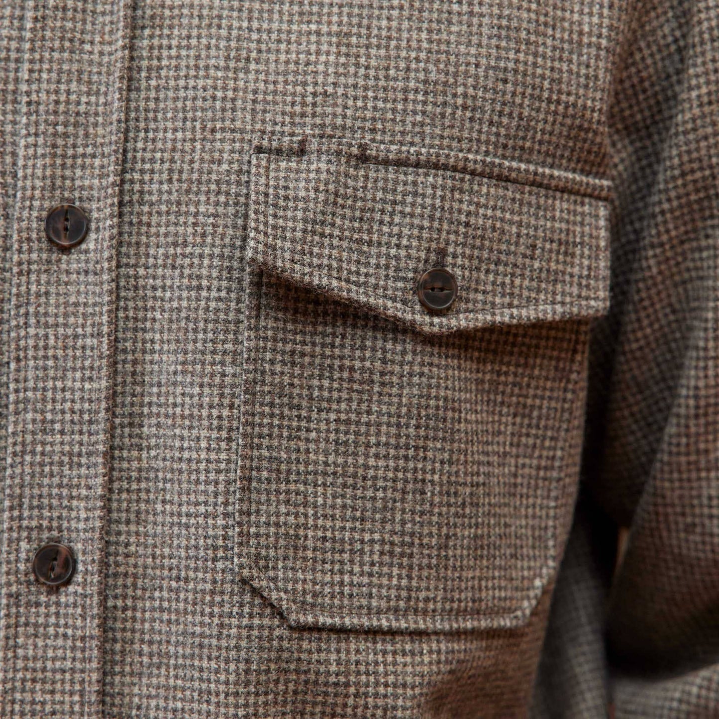 Surchemise en laine micro pied-de-poule marron