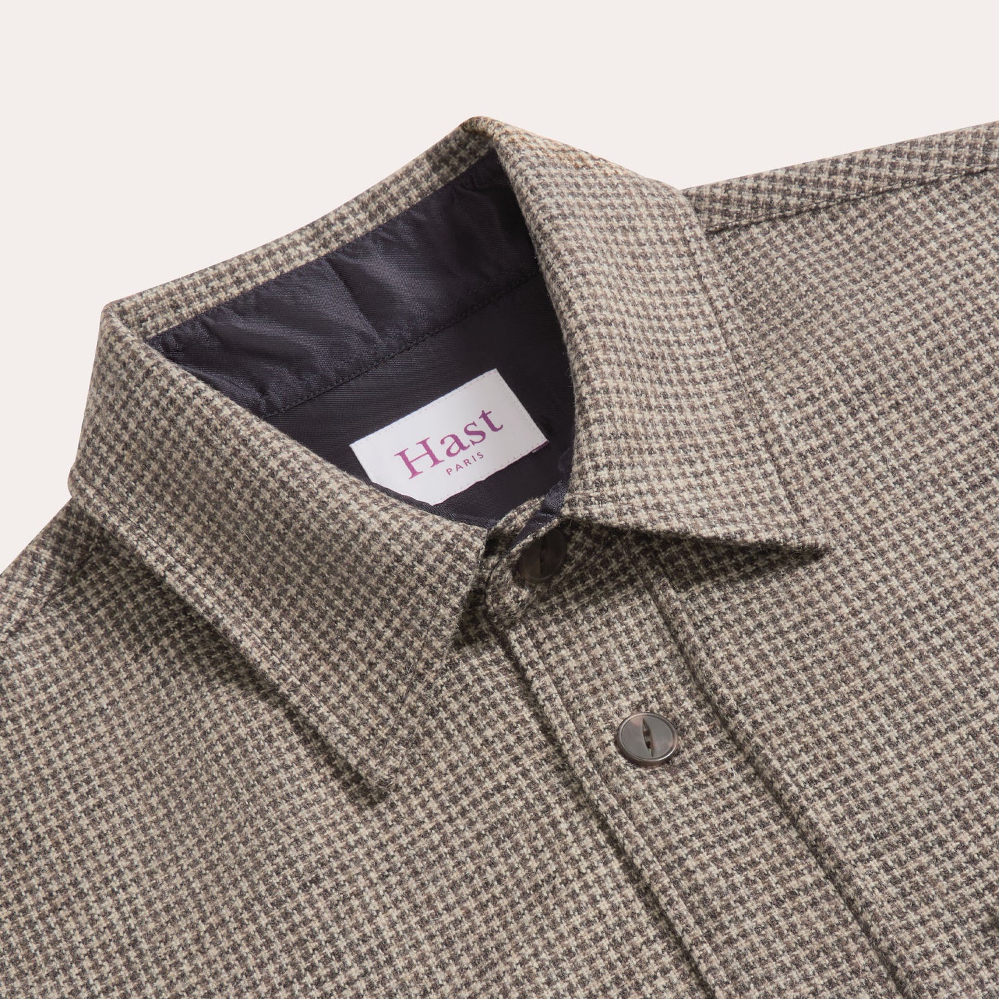 Surchemise en laine micro pied-de-poule marron