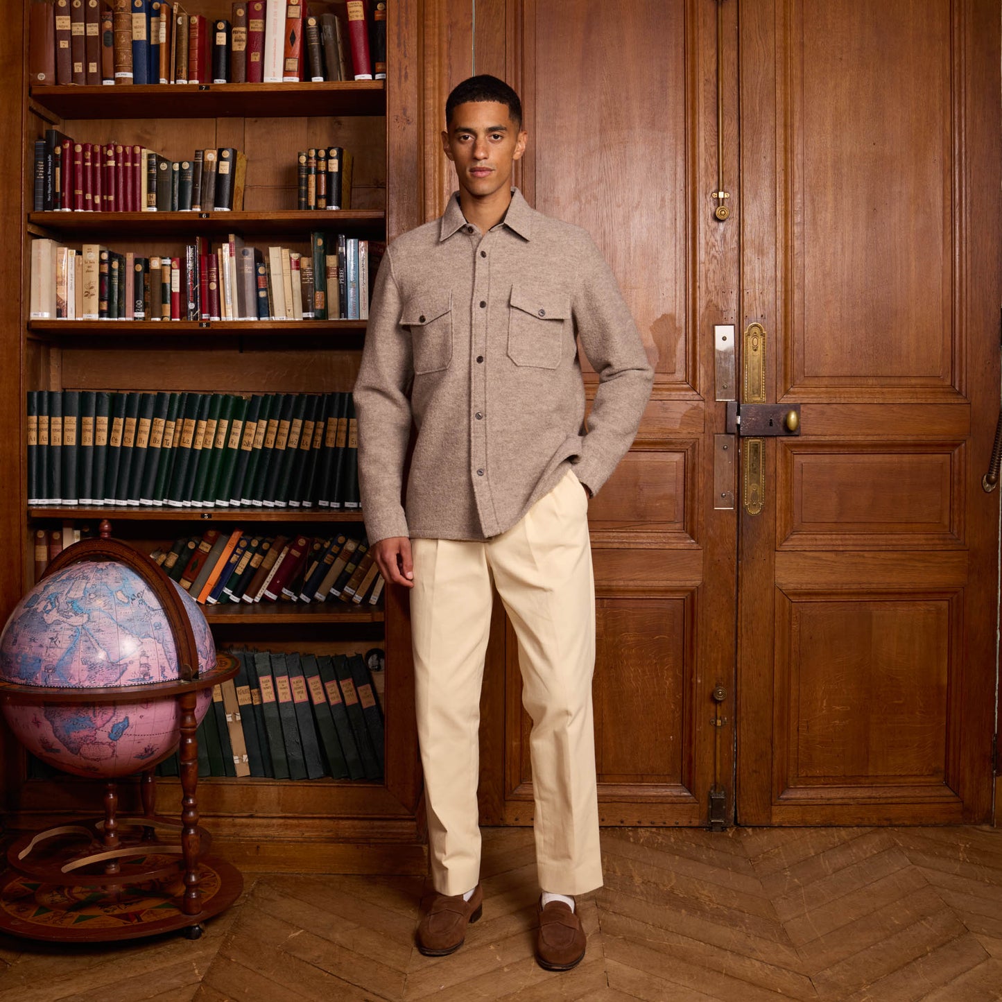 Surchemise en laine bouillie beige