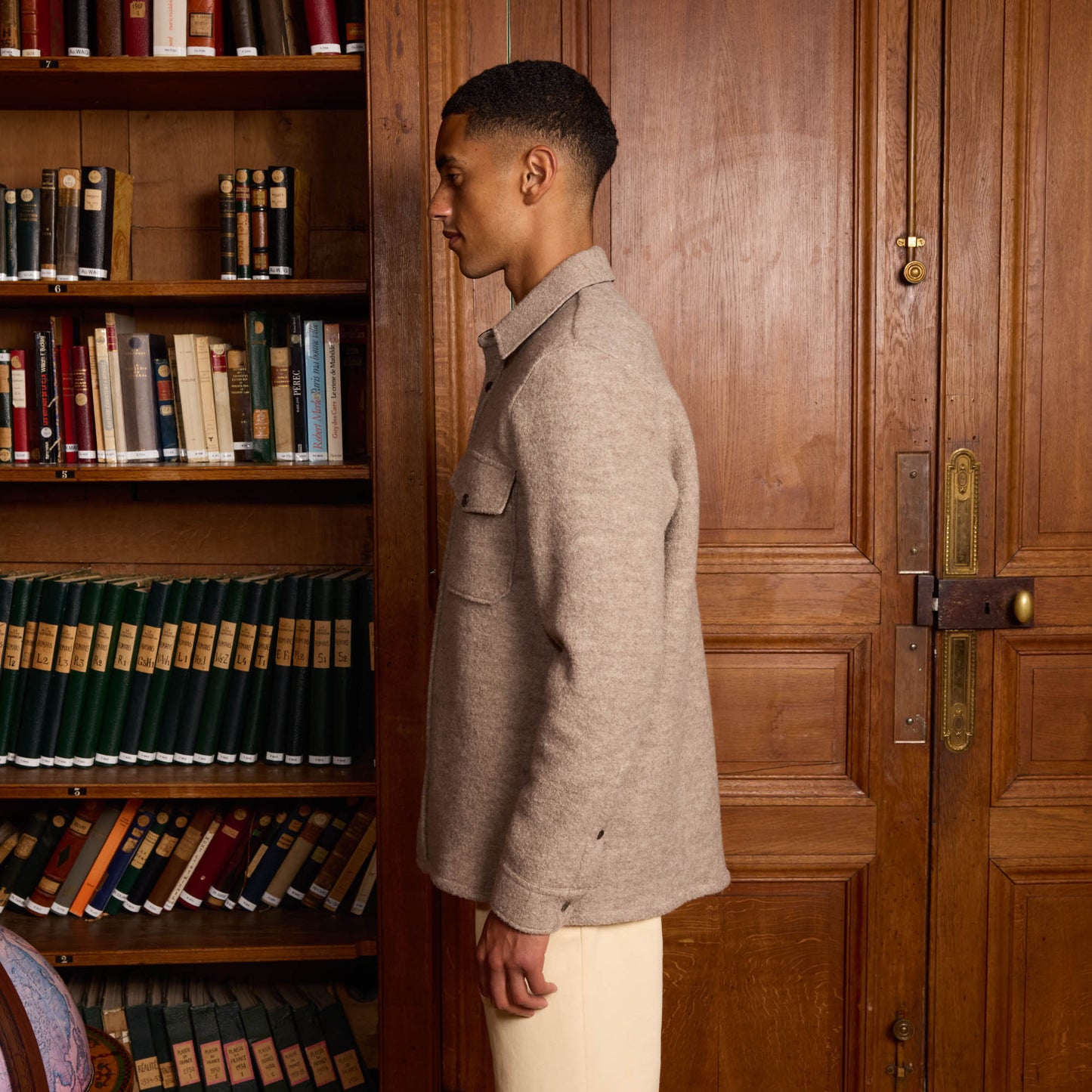 Surchemise en laine bouillie beige