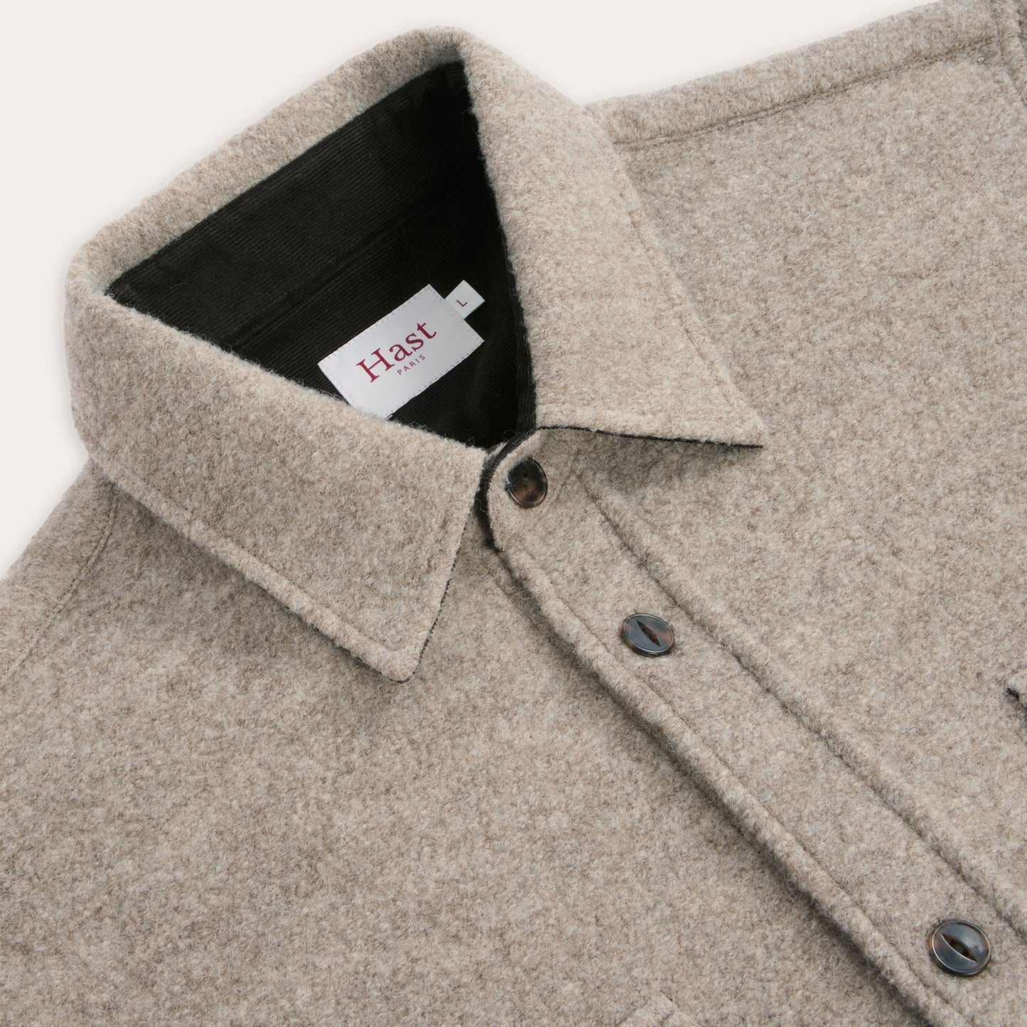 Surchemise en laine bouillie beige