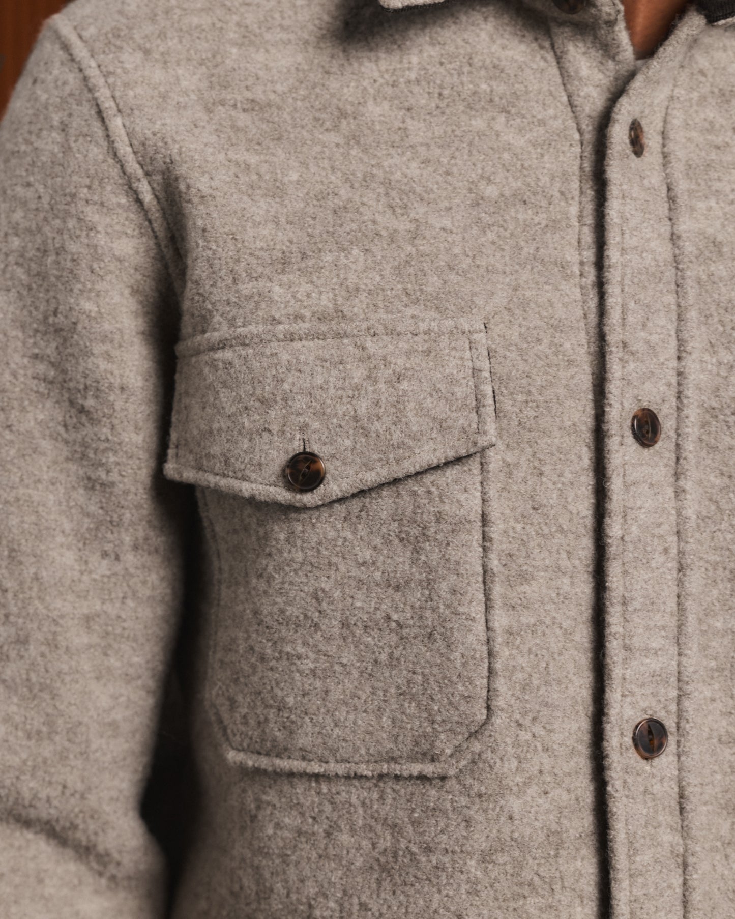 Beige boiled wool overshirt
