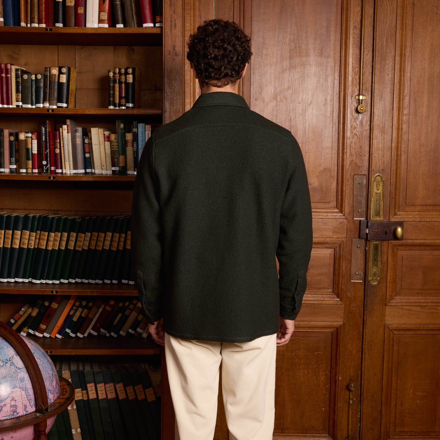 Forest green boiled wool overshirt