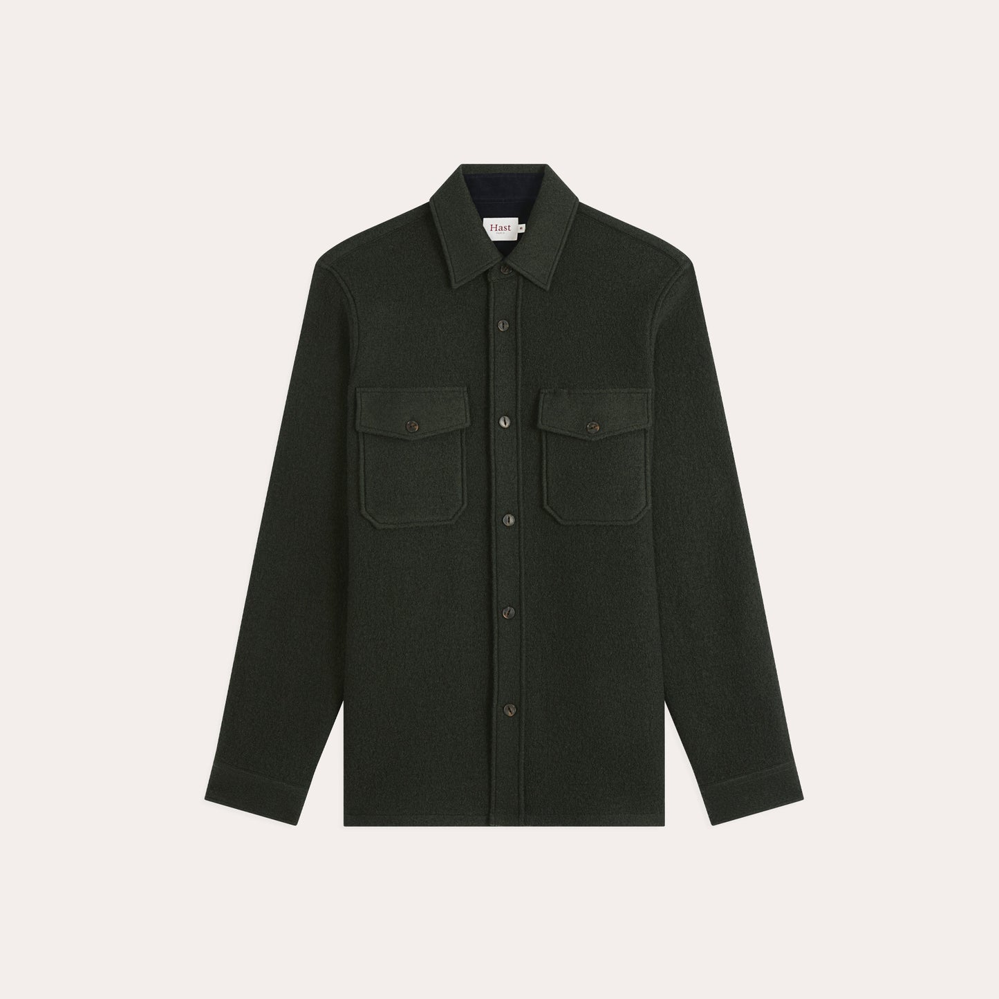 Forest green boiled wool overshirt