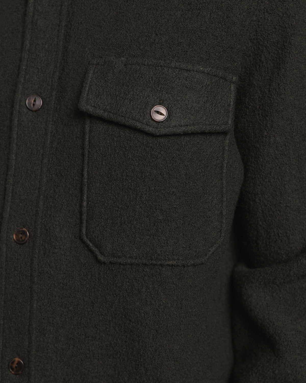 Forest green boiled wool overshirt
