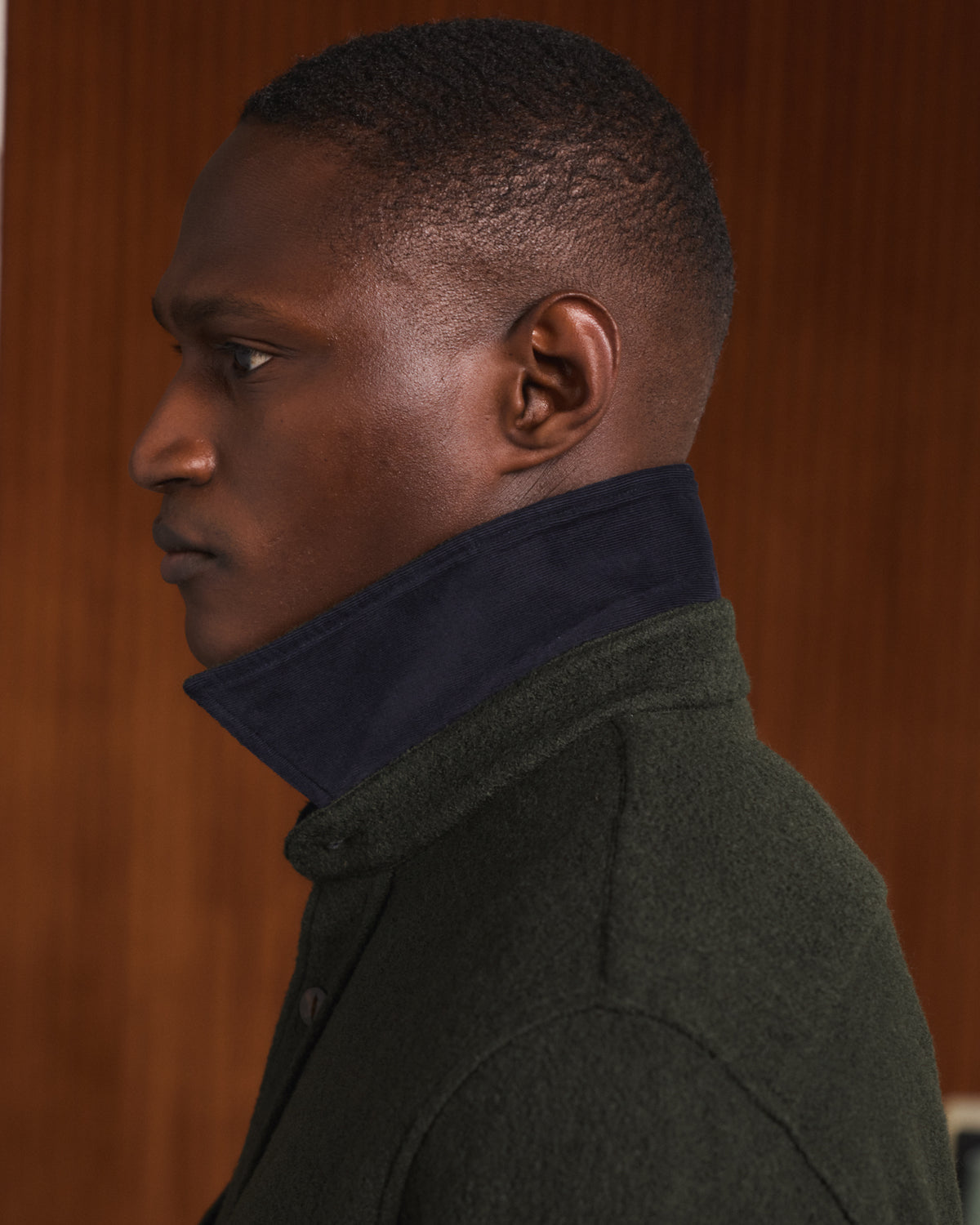 Forest green boiled wool overshirt