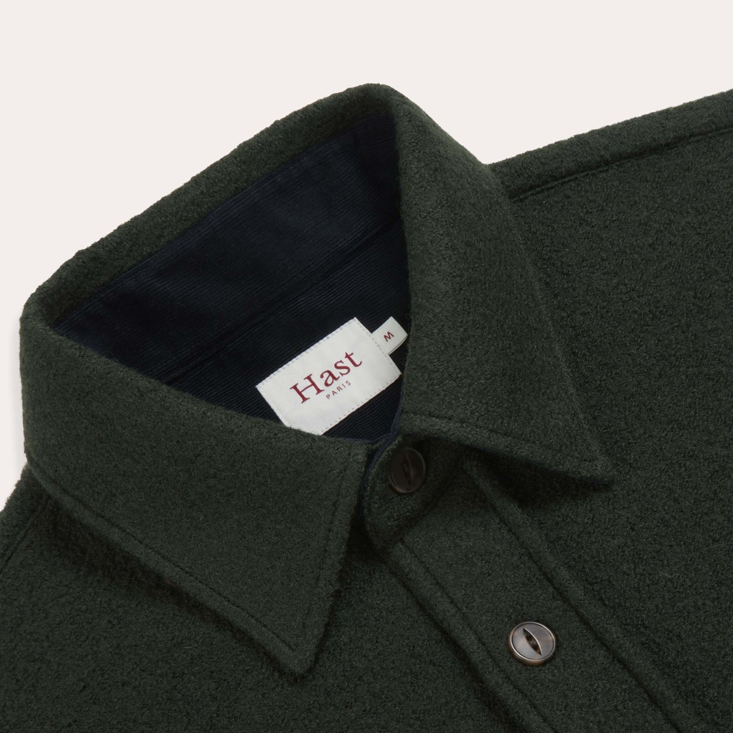 Forest green boiled wool overshirt