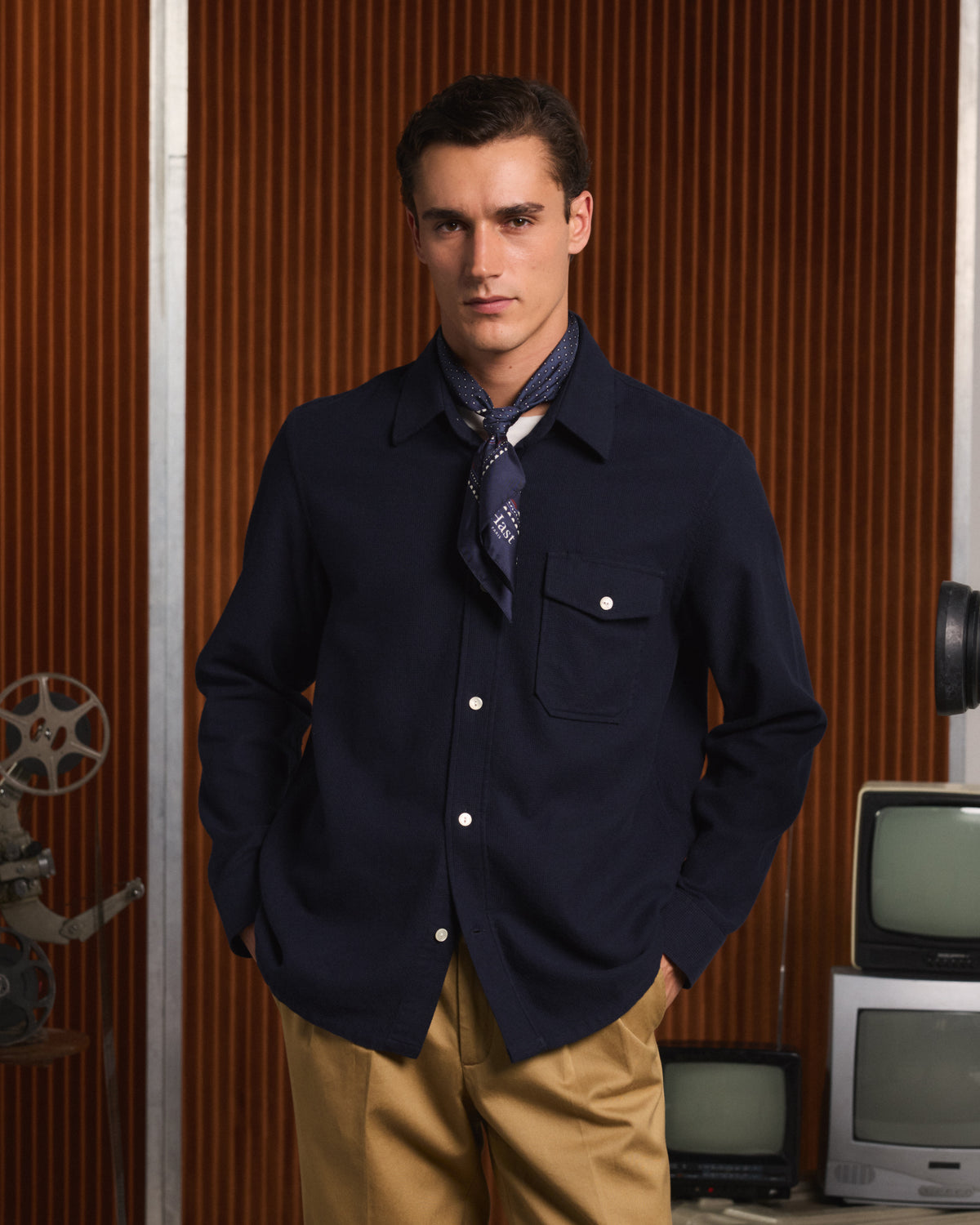 Surchemise en coton épais bleu marine
