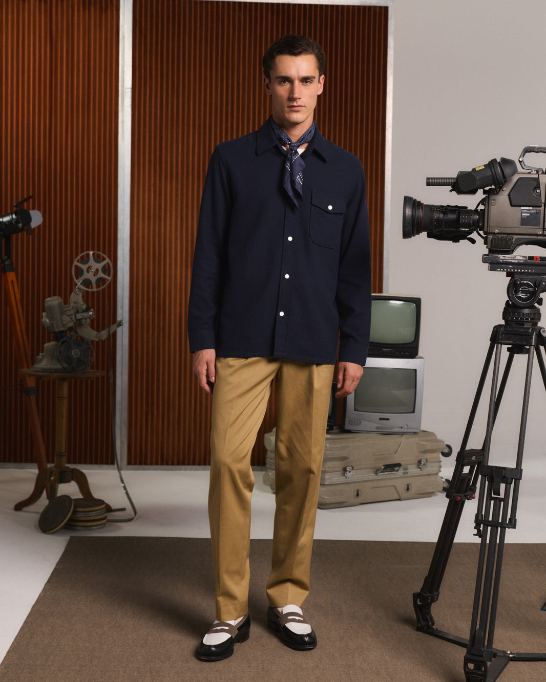 Overshirt aus schwerer Baumwolle in Marineblau