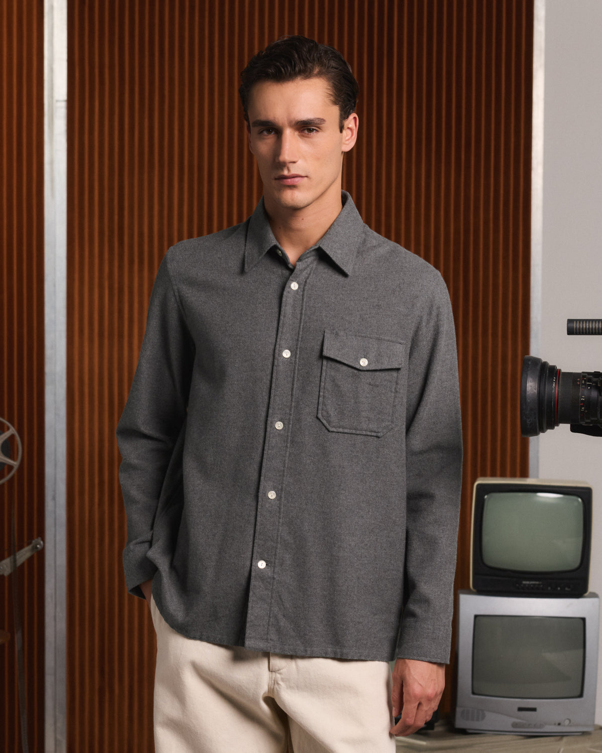 Surchemise en flanelle grise