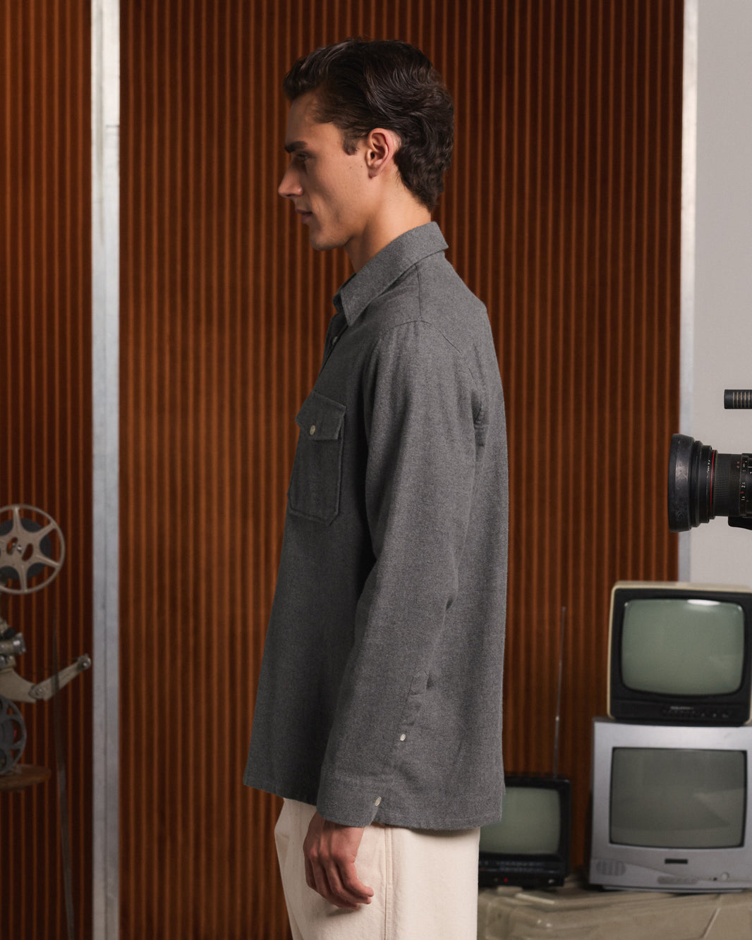 Graues Overshirt aus Flanell