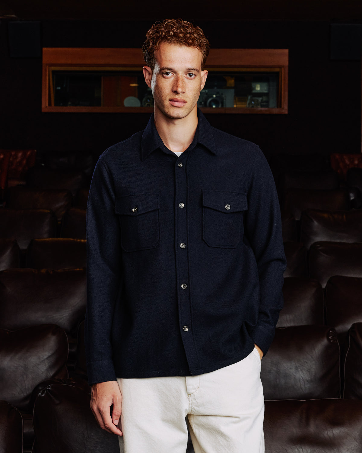 Overshirt aus Wolle Marineblau
