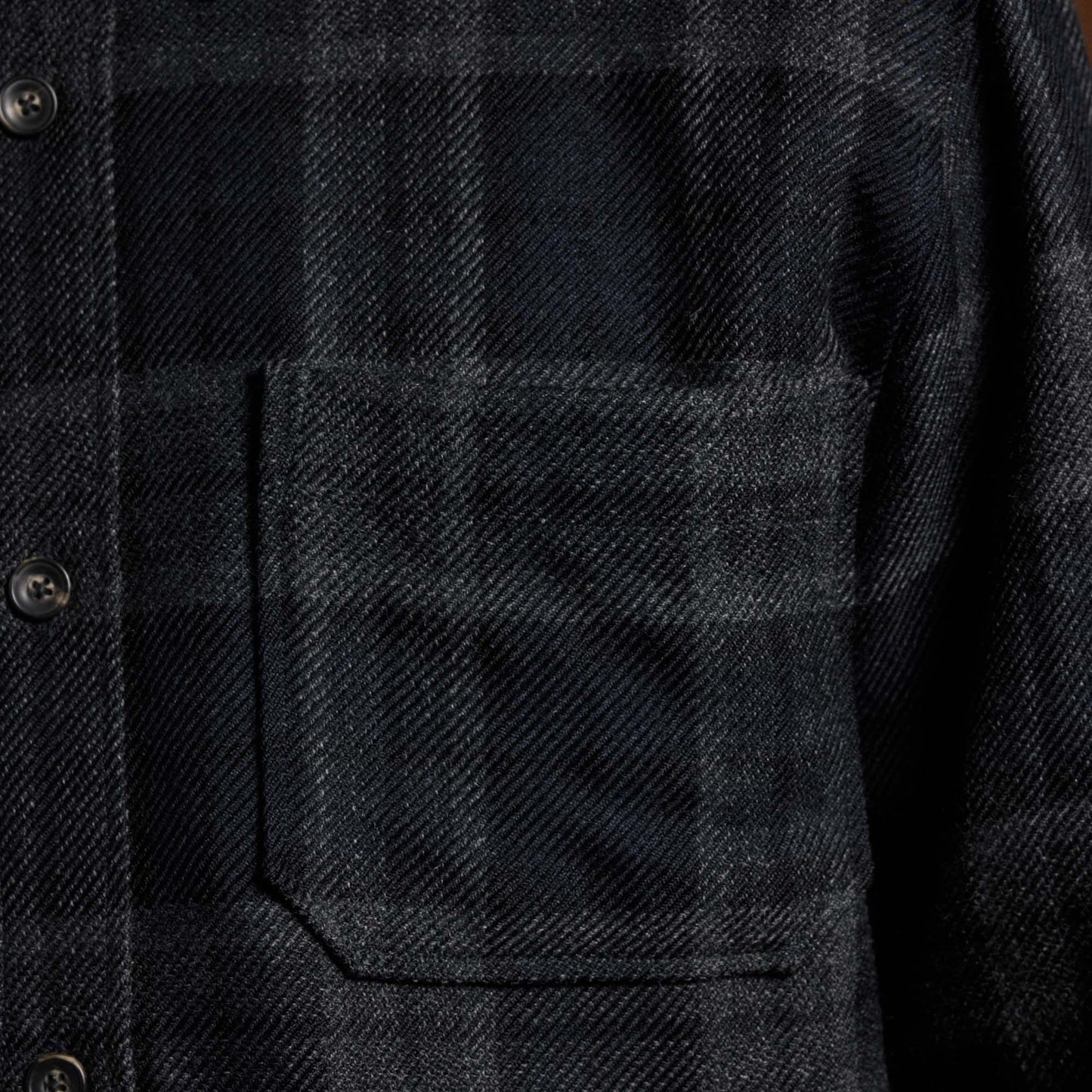 Surchemise tartan marine mohair et laine vierge