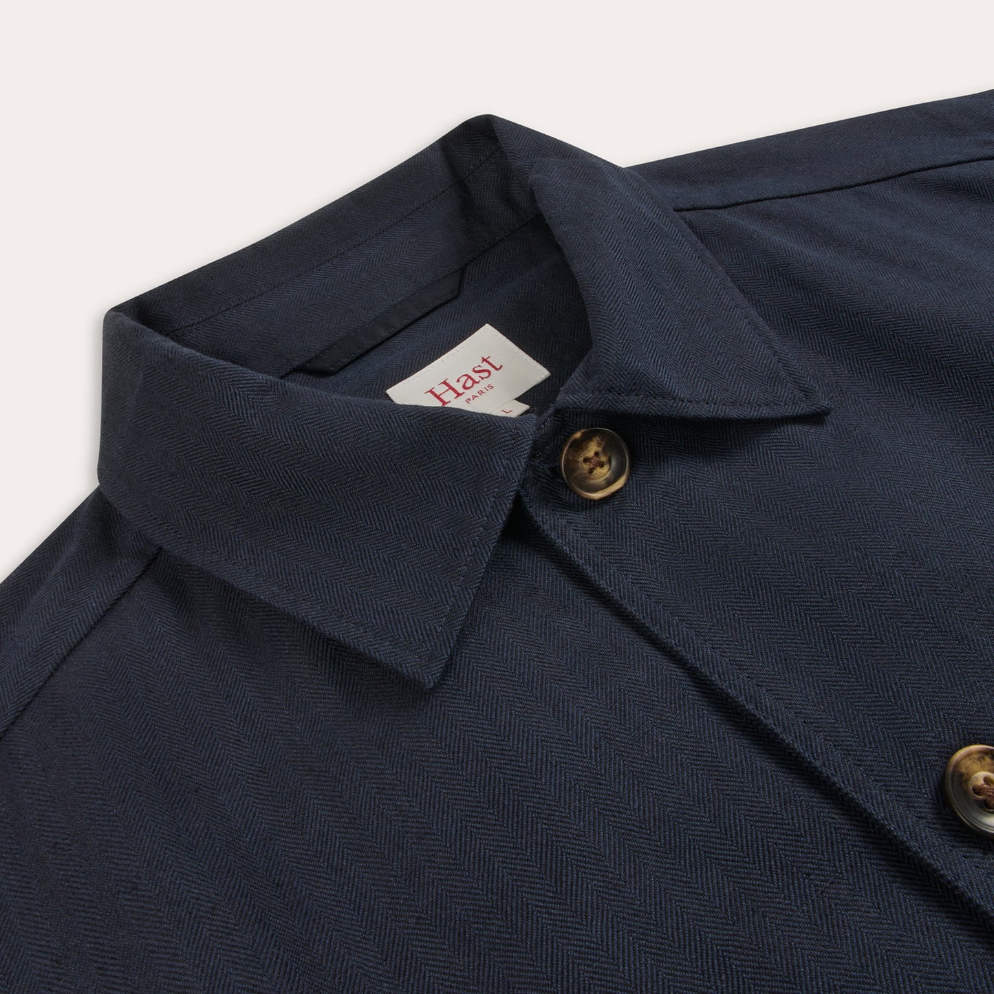 Navy herringbone cotton and linen jacket 