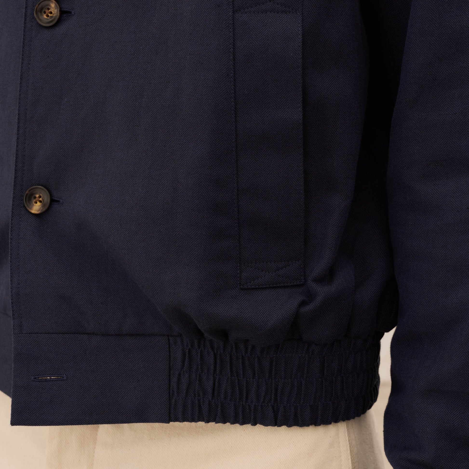 Blouson en coton et lin chevrons marine