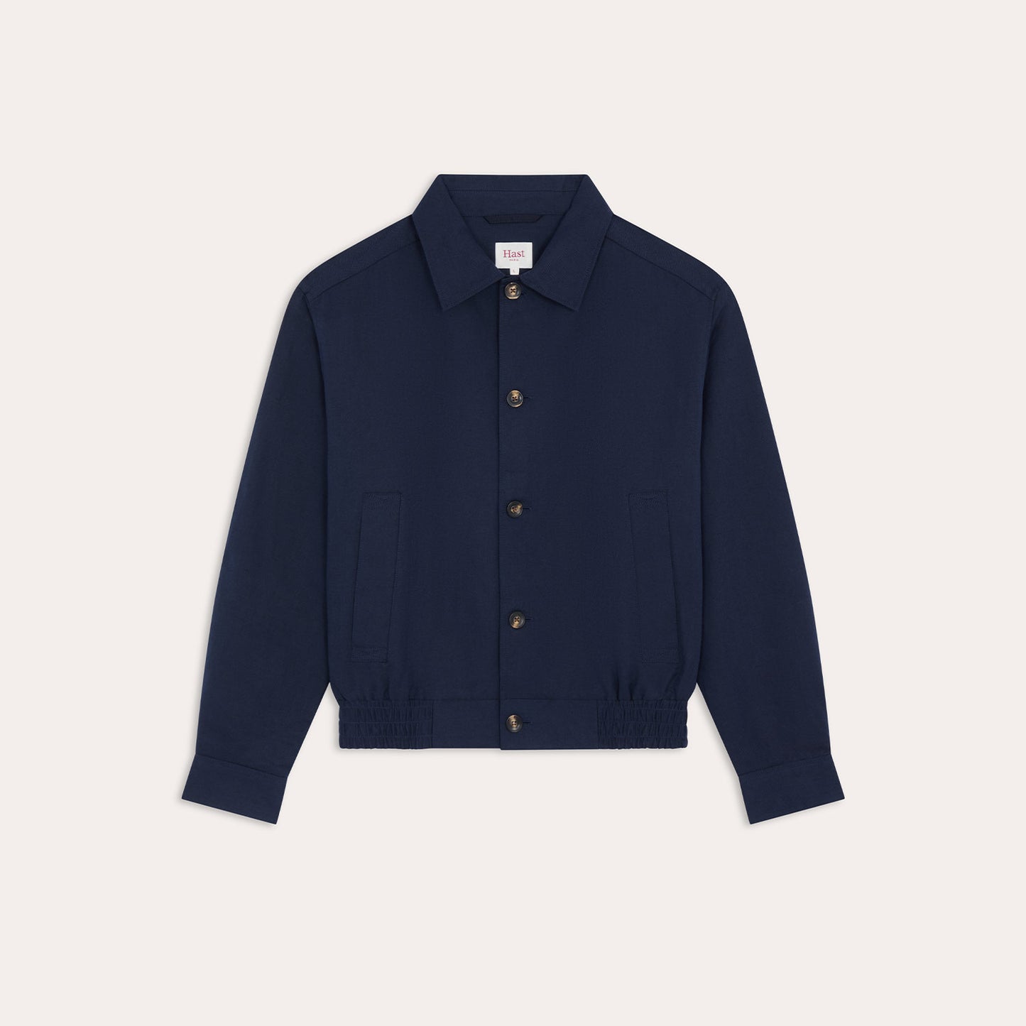 Navy herringbone cotton and linen jacket 