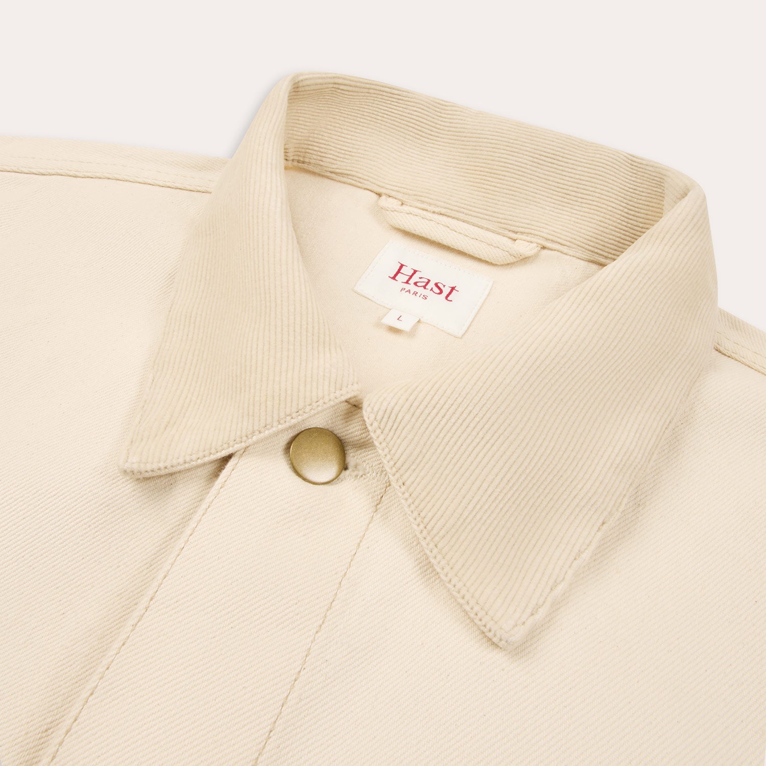 Veste en jean écru col velours