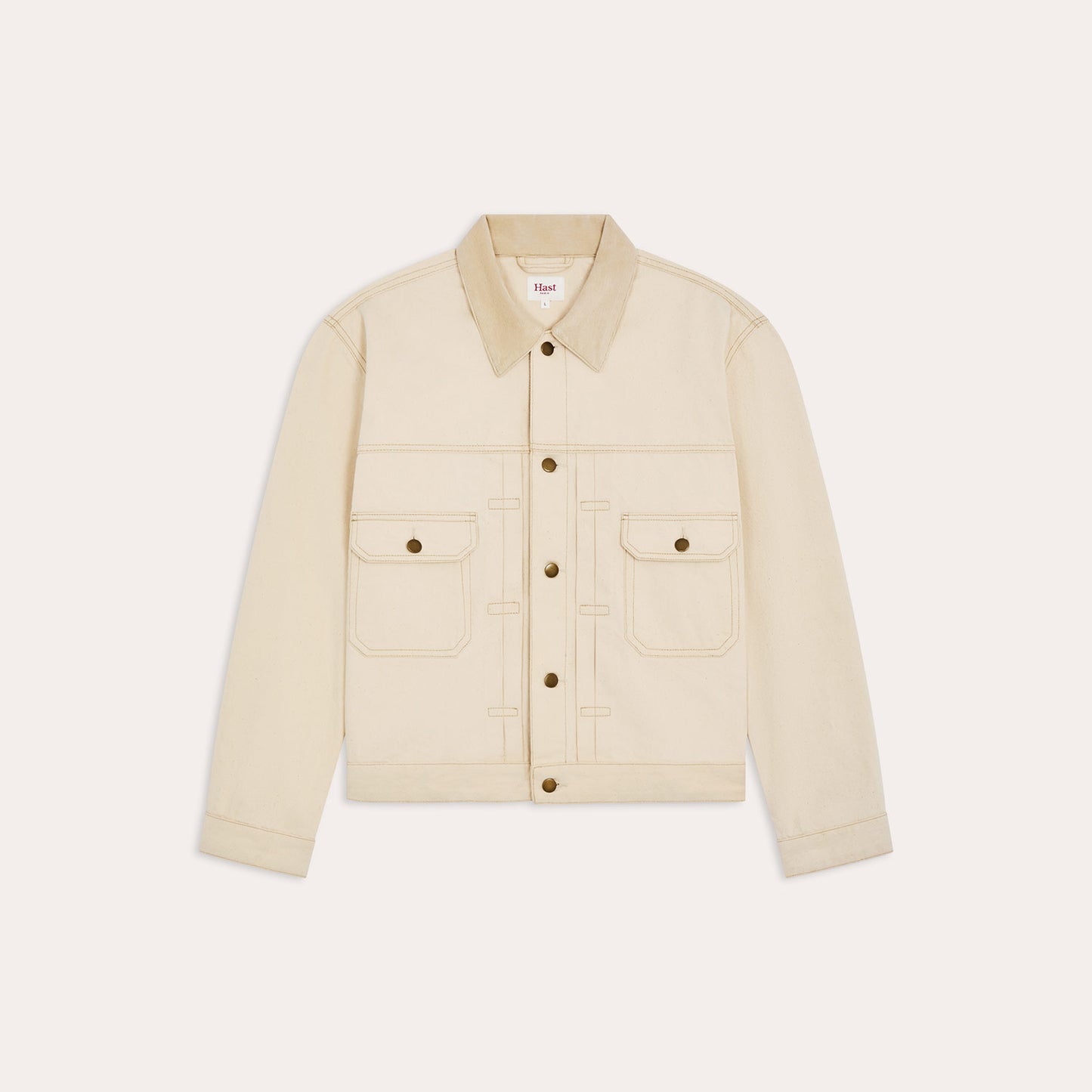 Veste en jean écru col velours