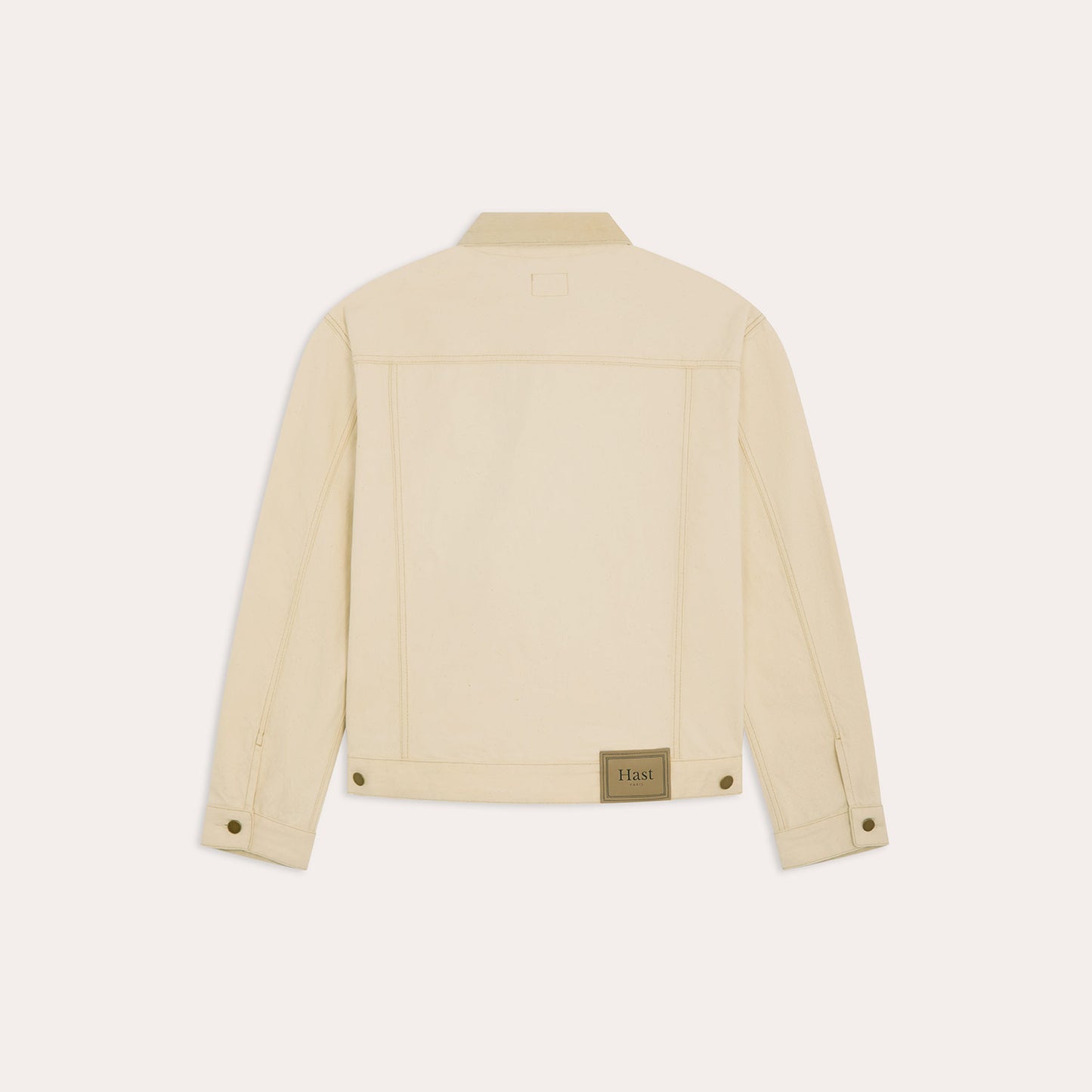 Veste en jean écru col velours