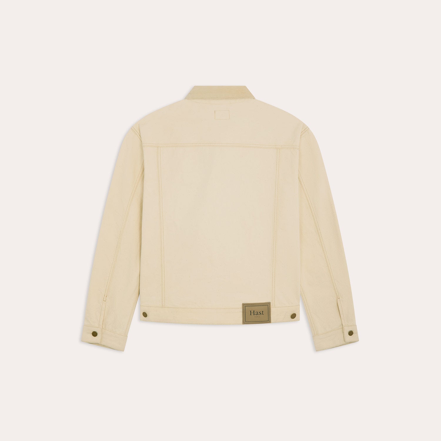 Veste en jean écru col velours