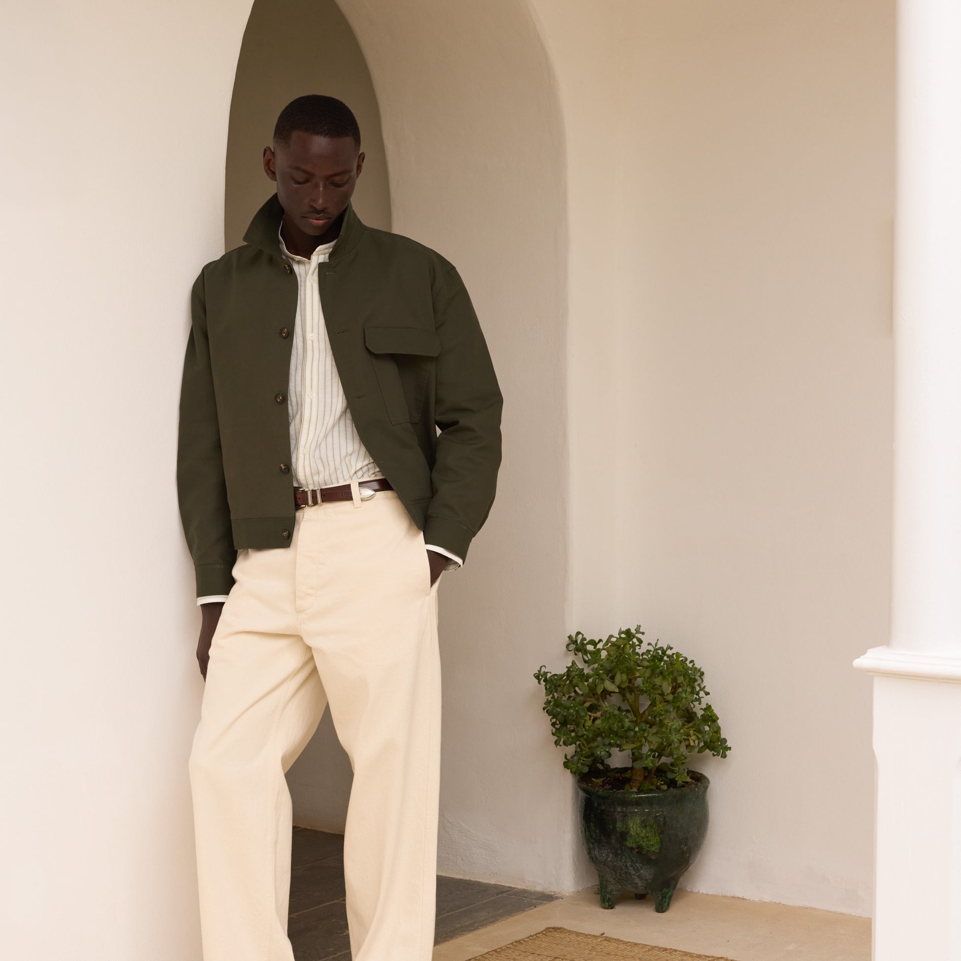 Blouson en coton kaki