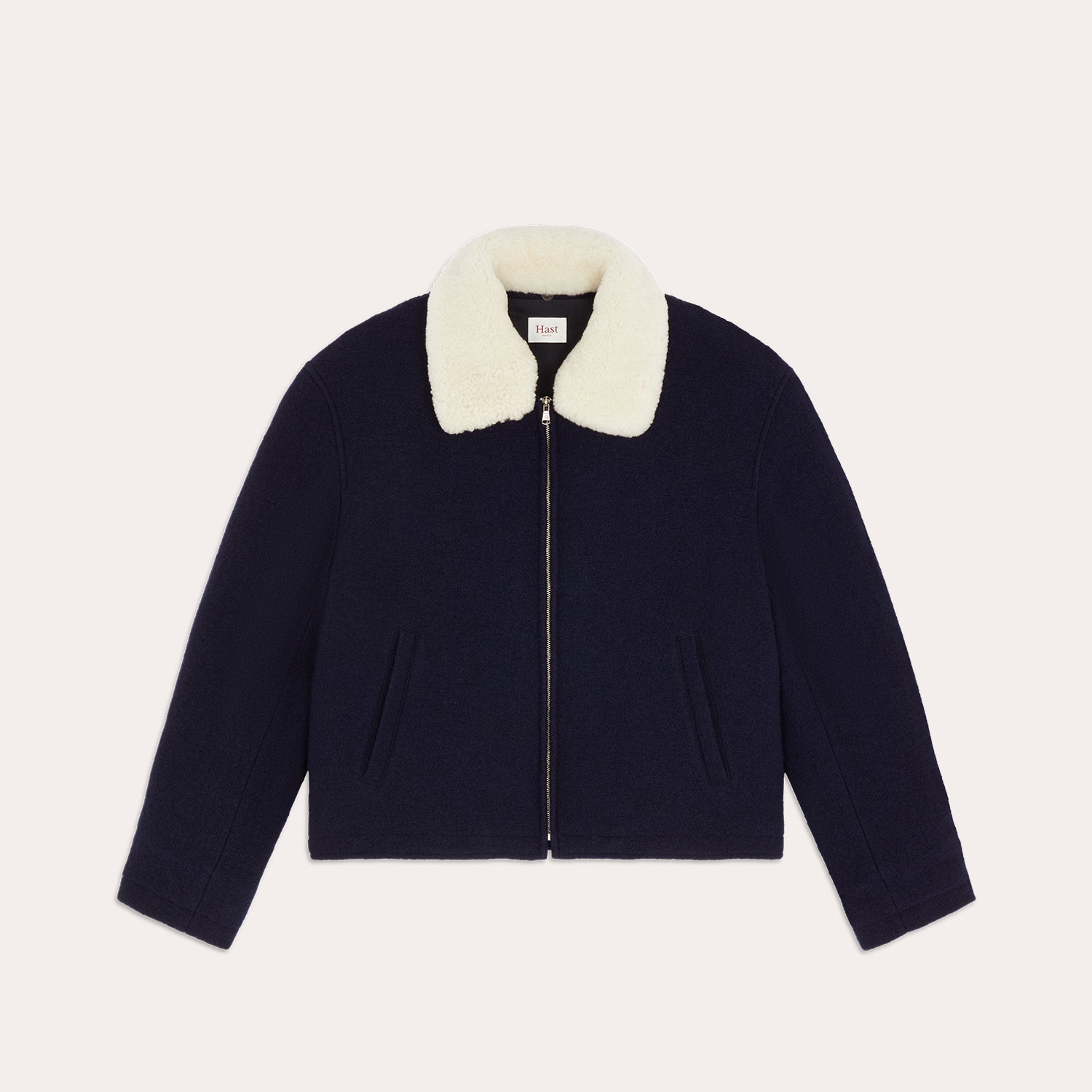 Blouson aviateur en laine vierge marine Hast – Hast Paris