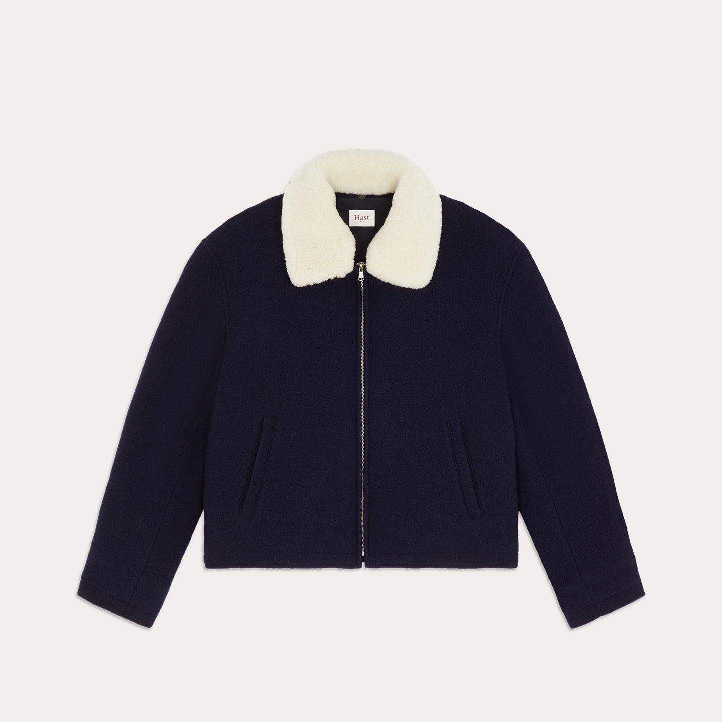 Navy wool bomber jacket