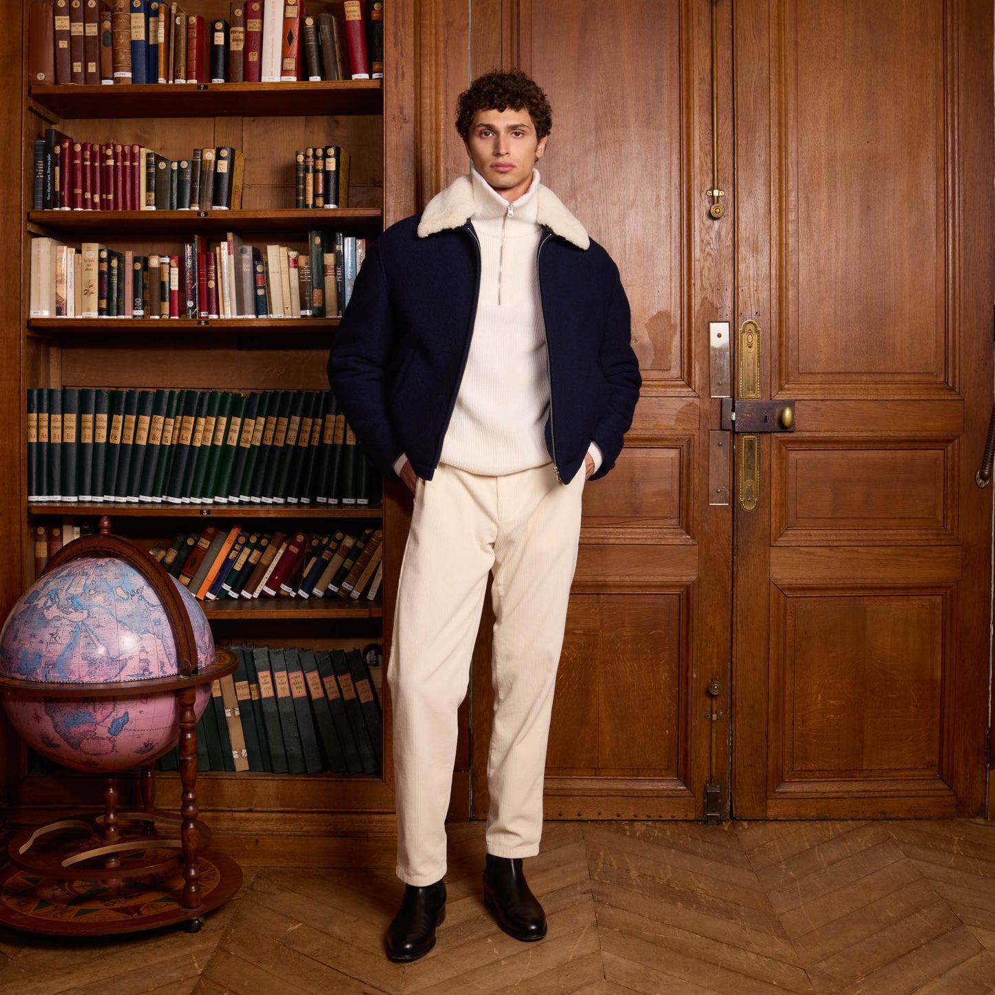 Navy wool bomber jacket