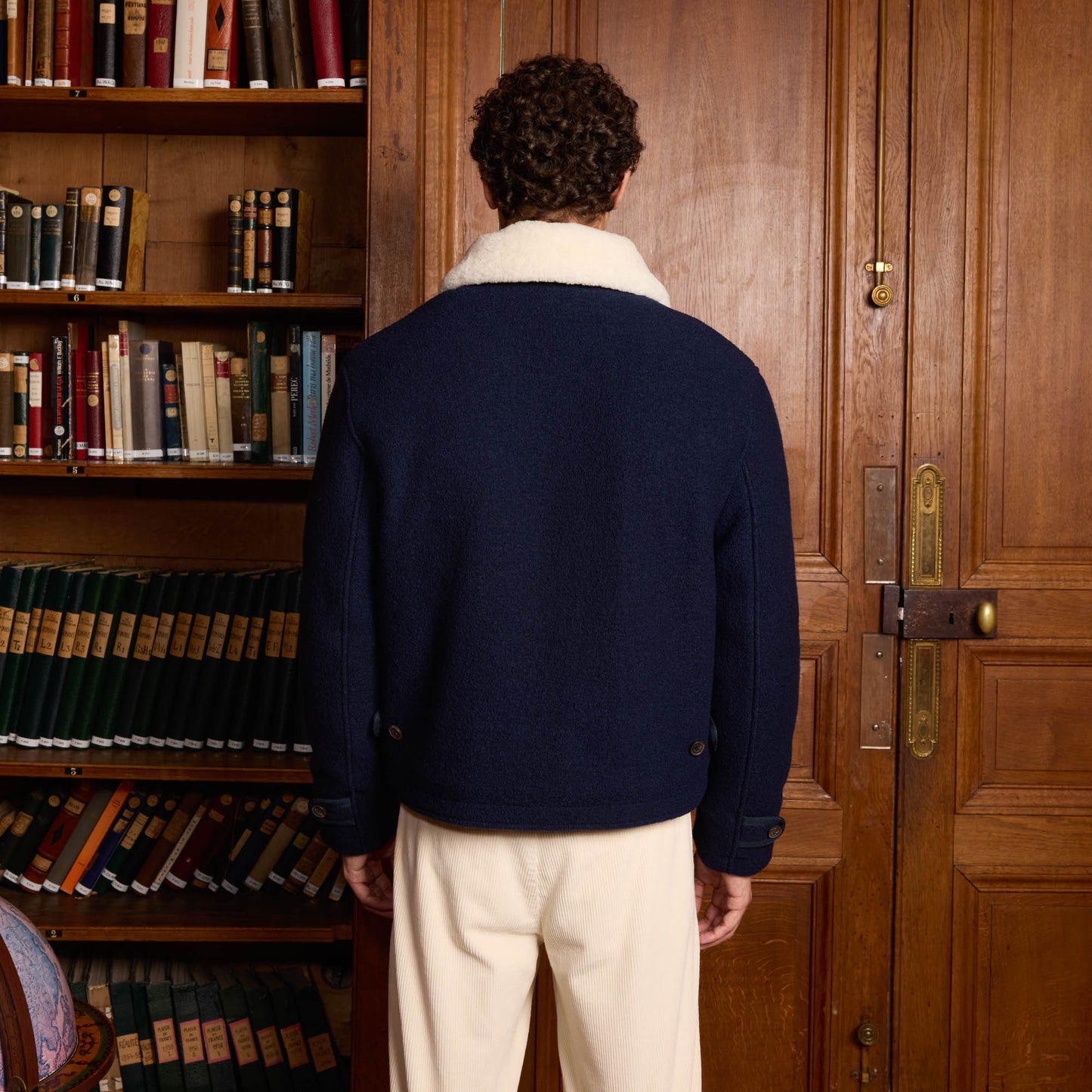 Navy wool bomber jacket