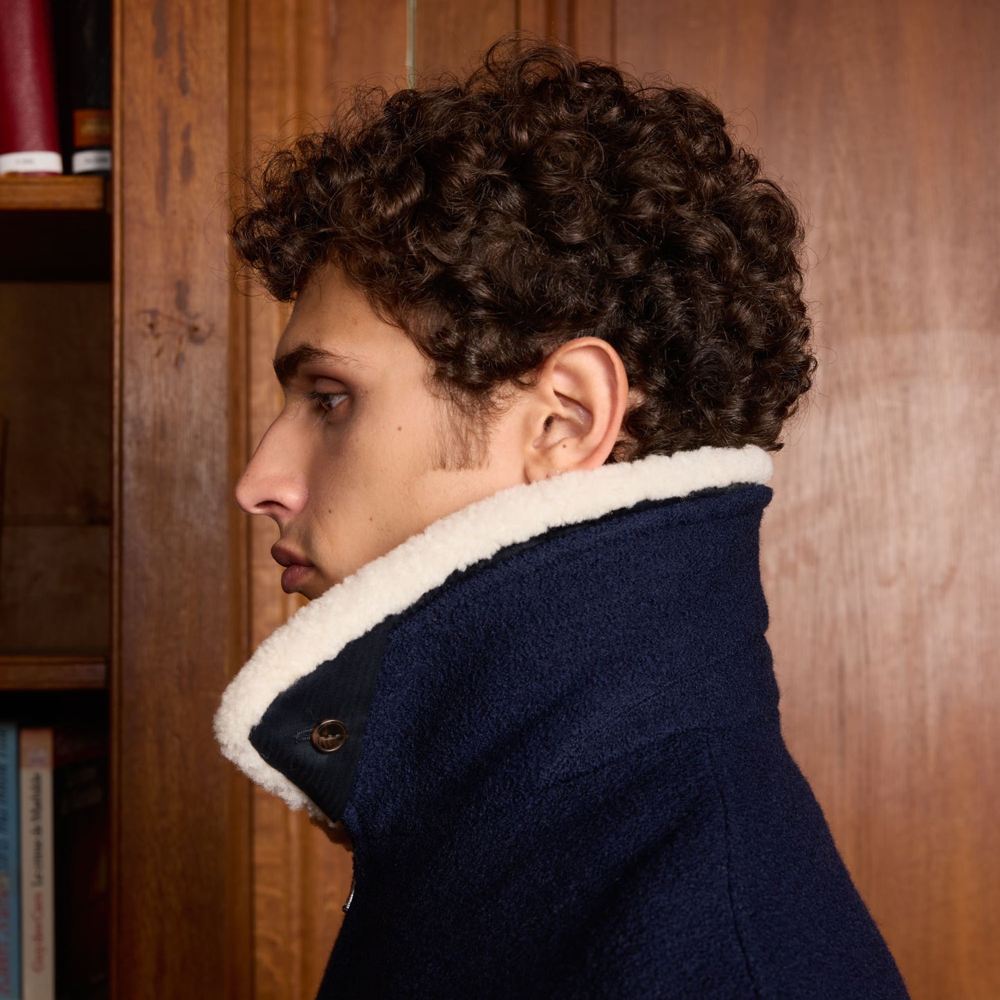 Navy wool bomber jacket