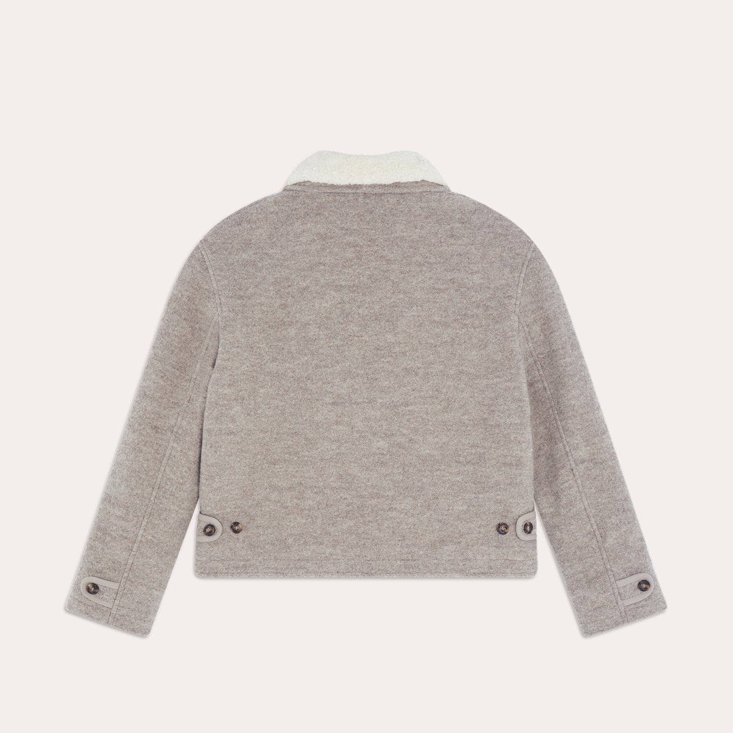 Boiled wool bomber jacket in heather beige