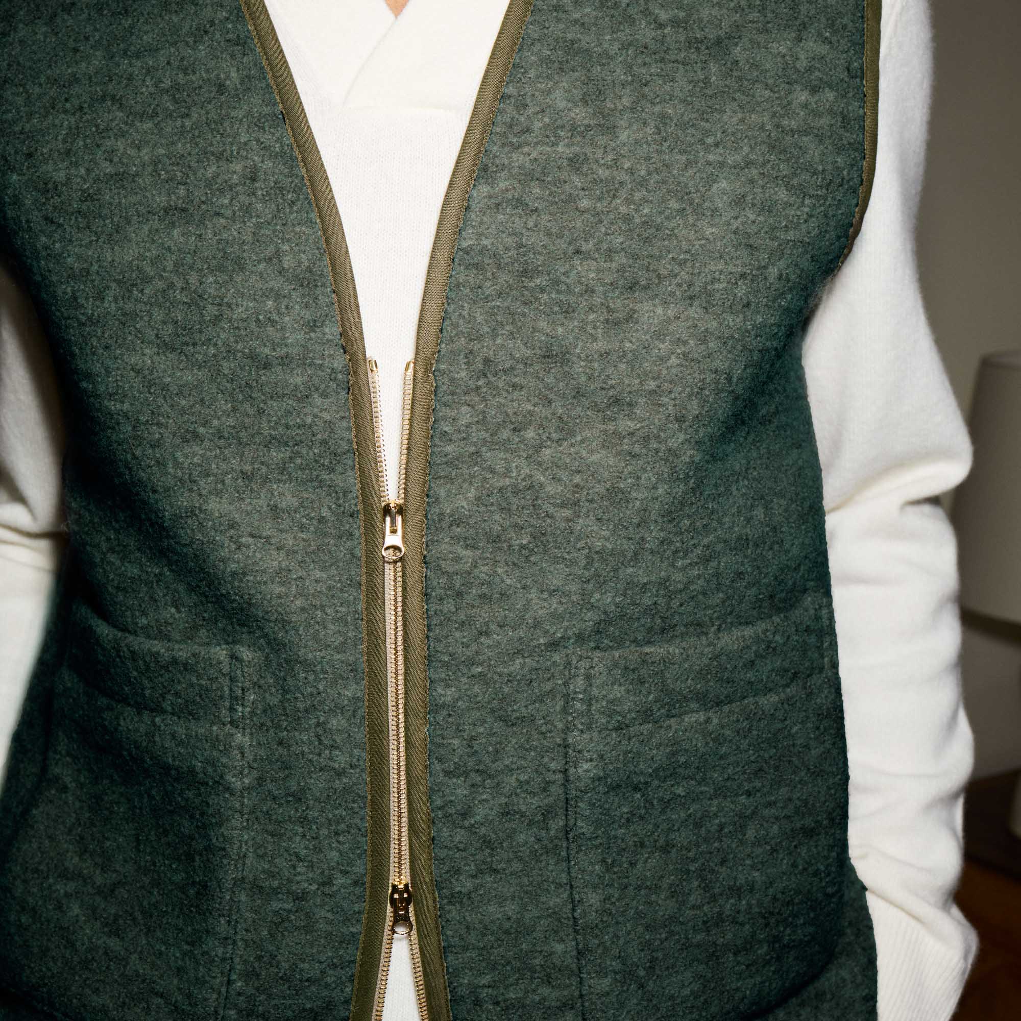 Gilet en laine vierge vert