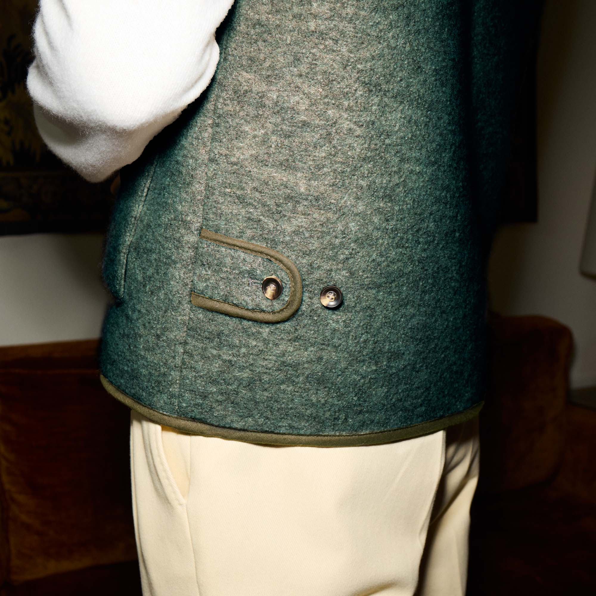 Gilet en laine vierge vert