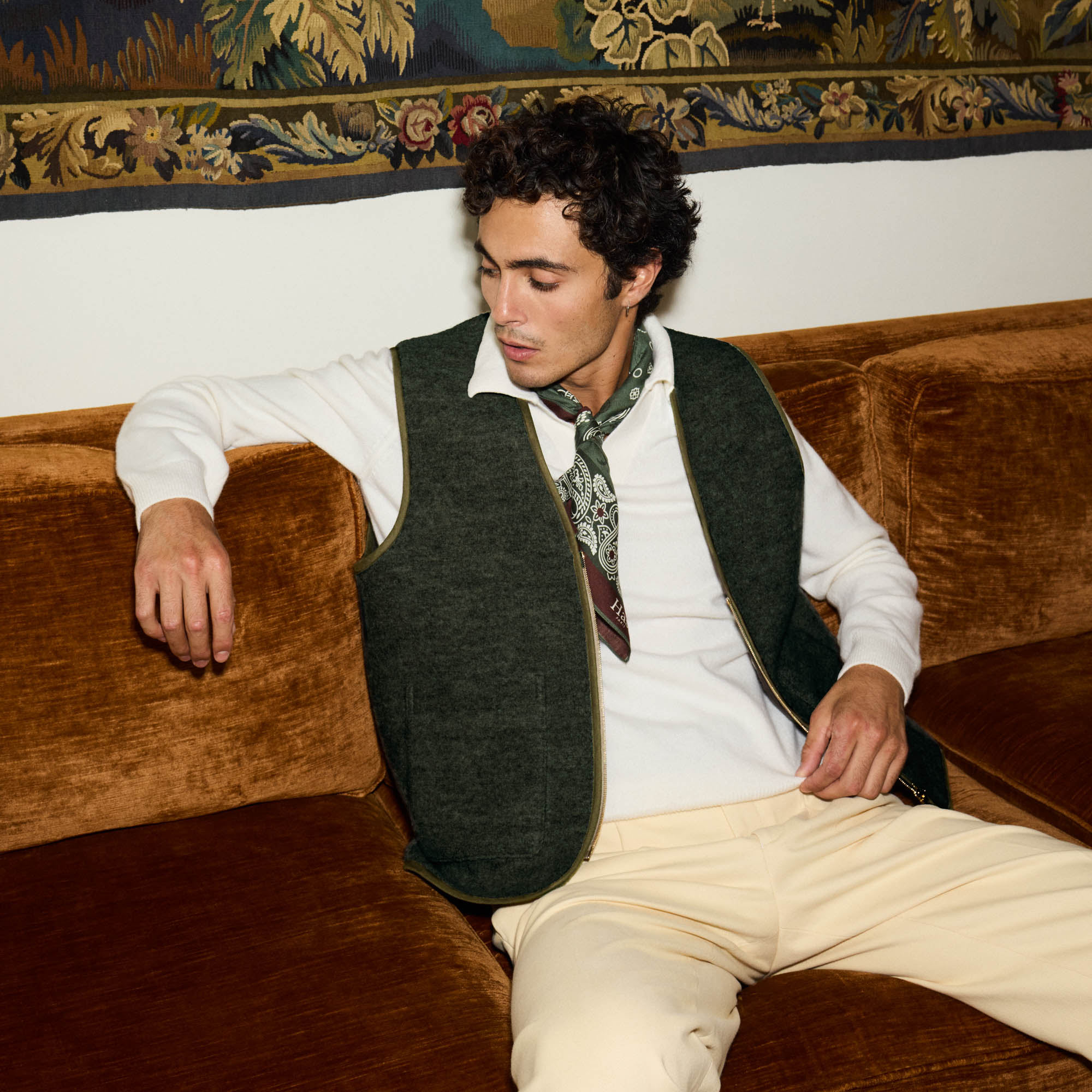 Gilet en laine vierge vert