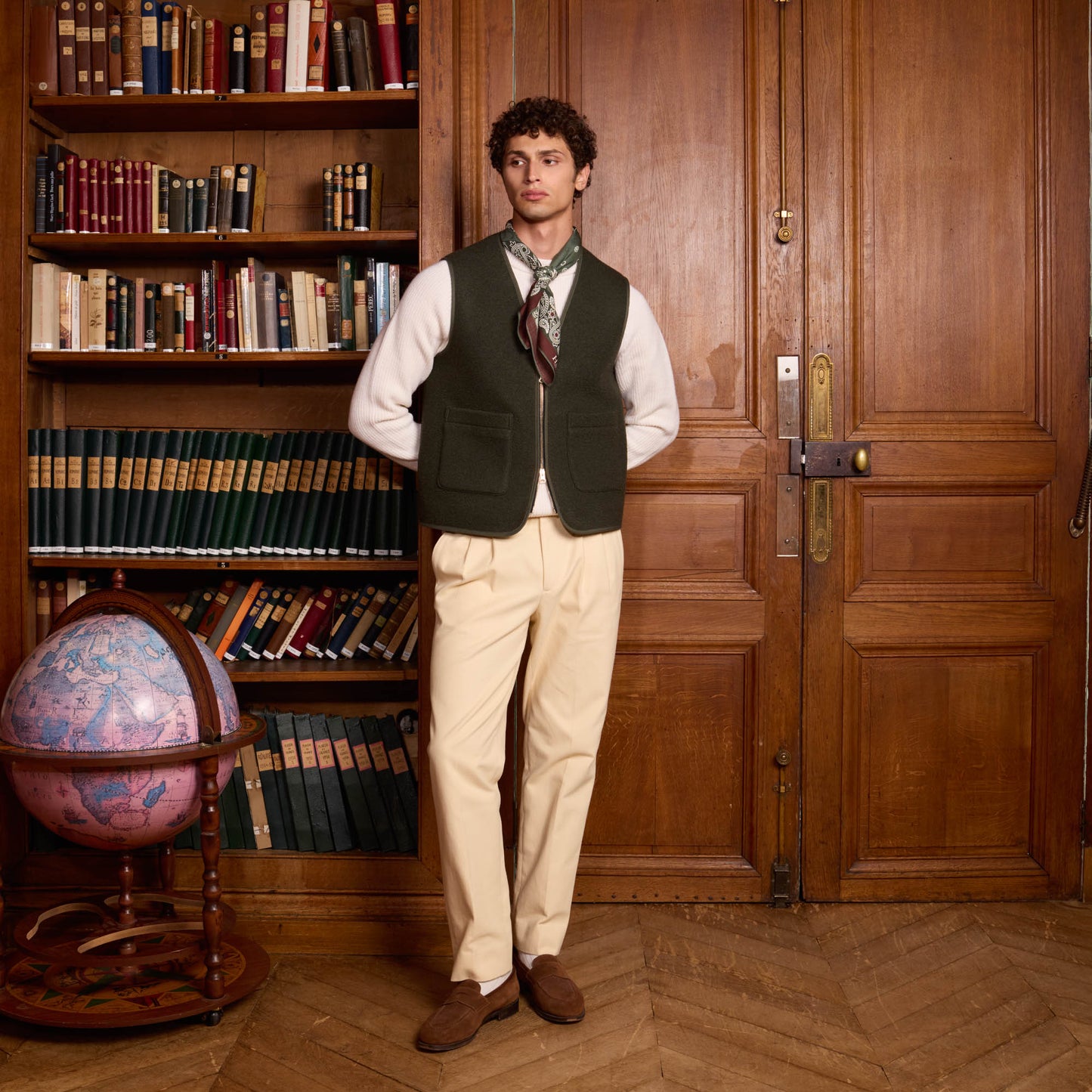 Green boiled wool vest